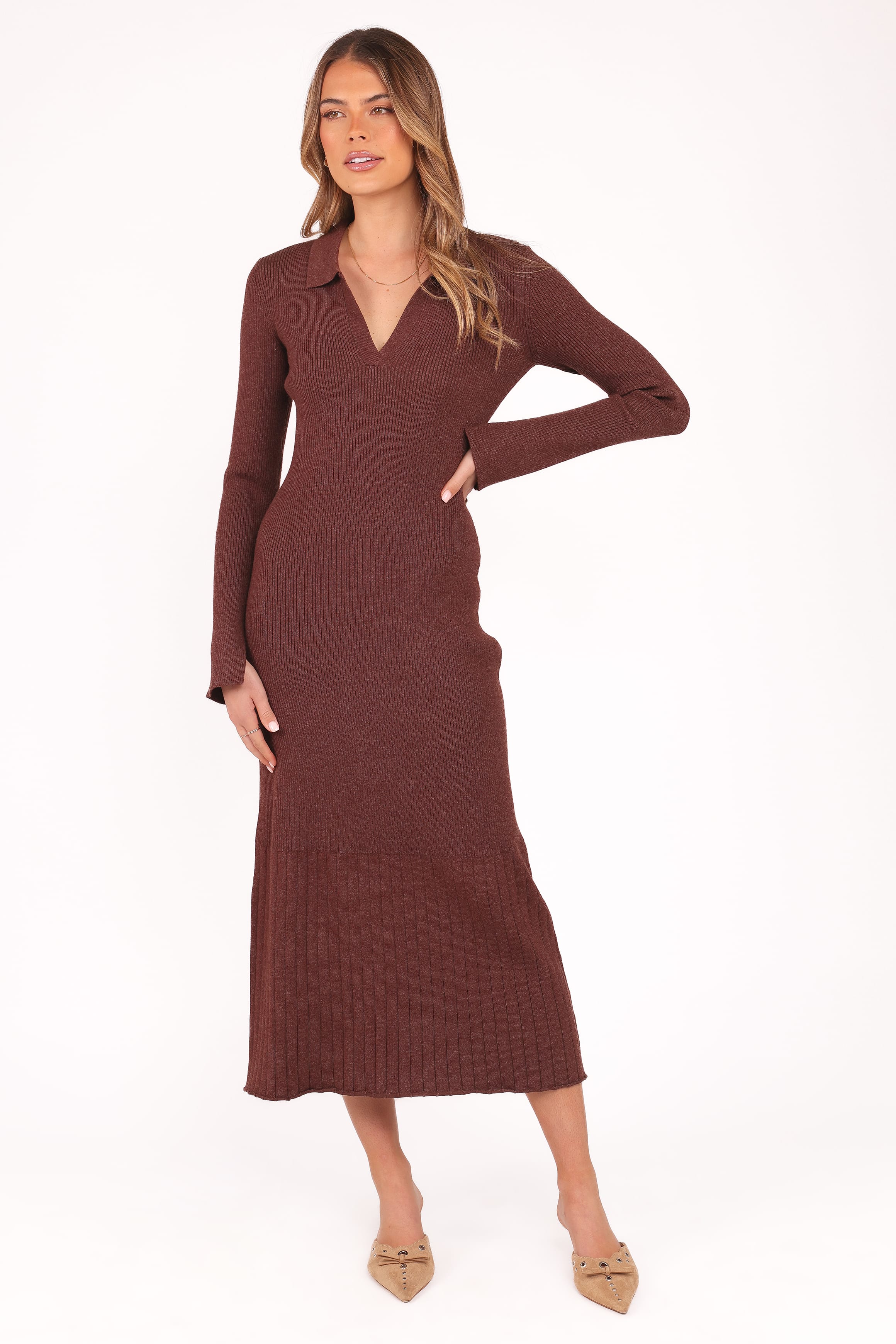Petal and Pup USA DRESSES Makenna Knit Dress - Brown