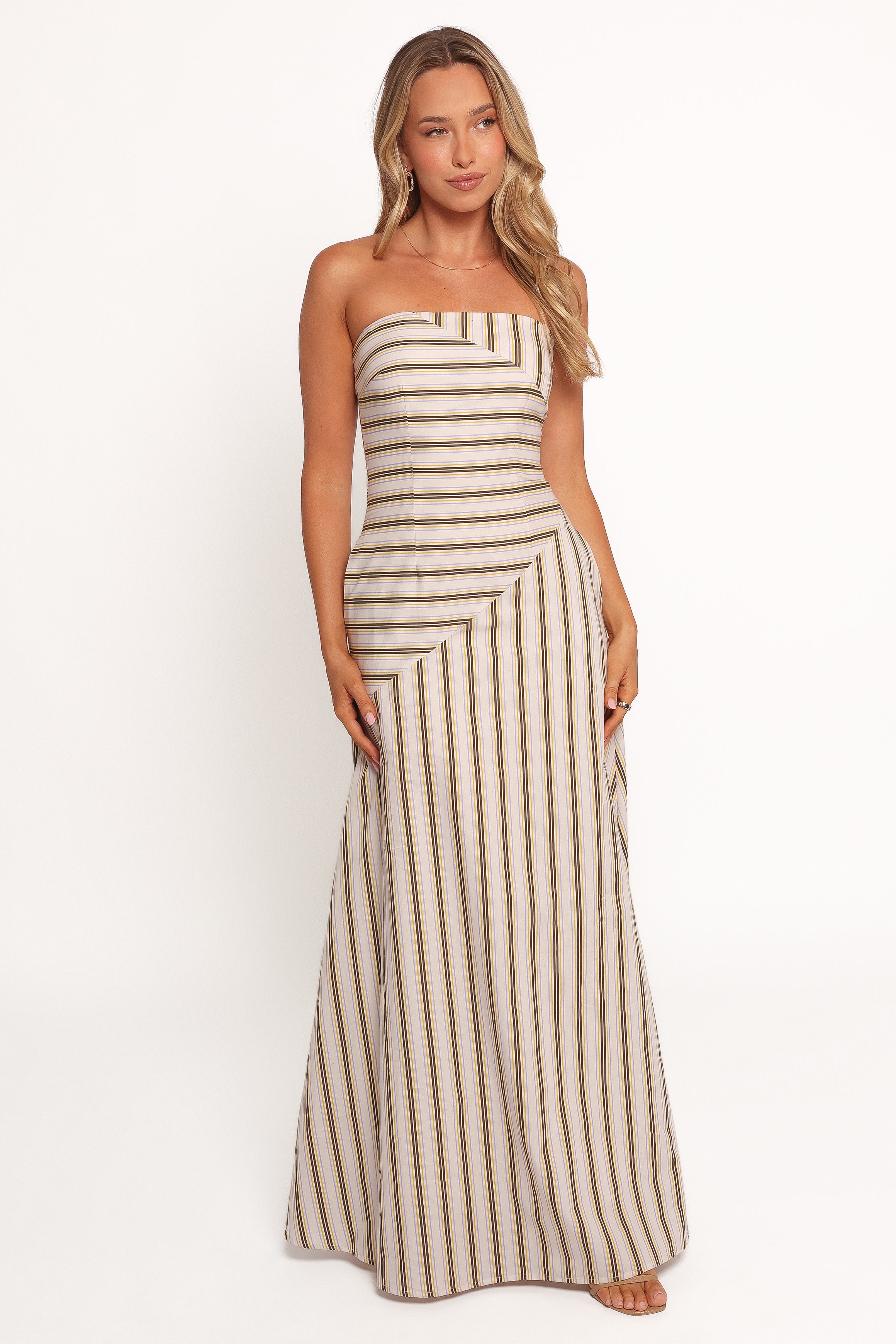 Petal and Pup USA DRESSES Maliah Maxi Dress - Vory Stripe