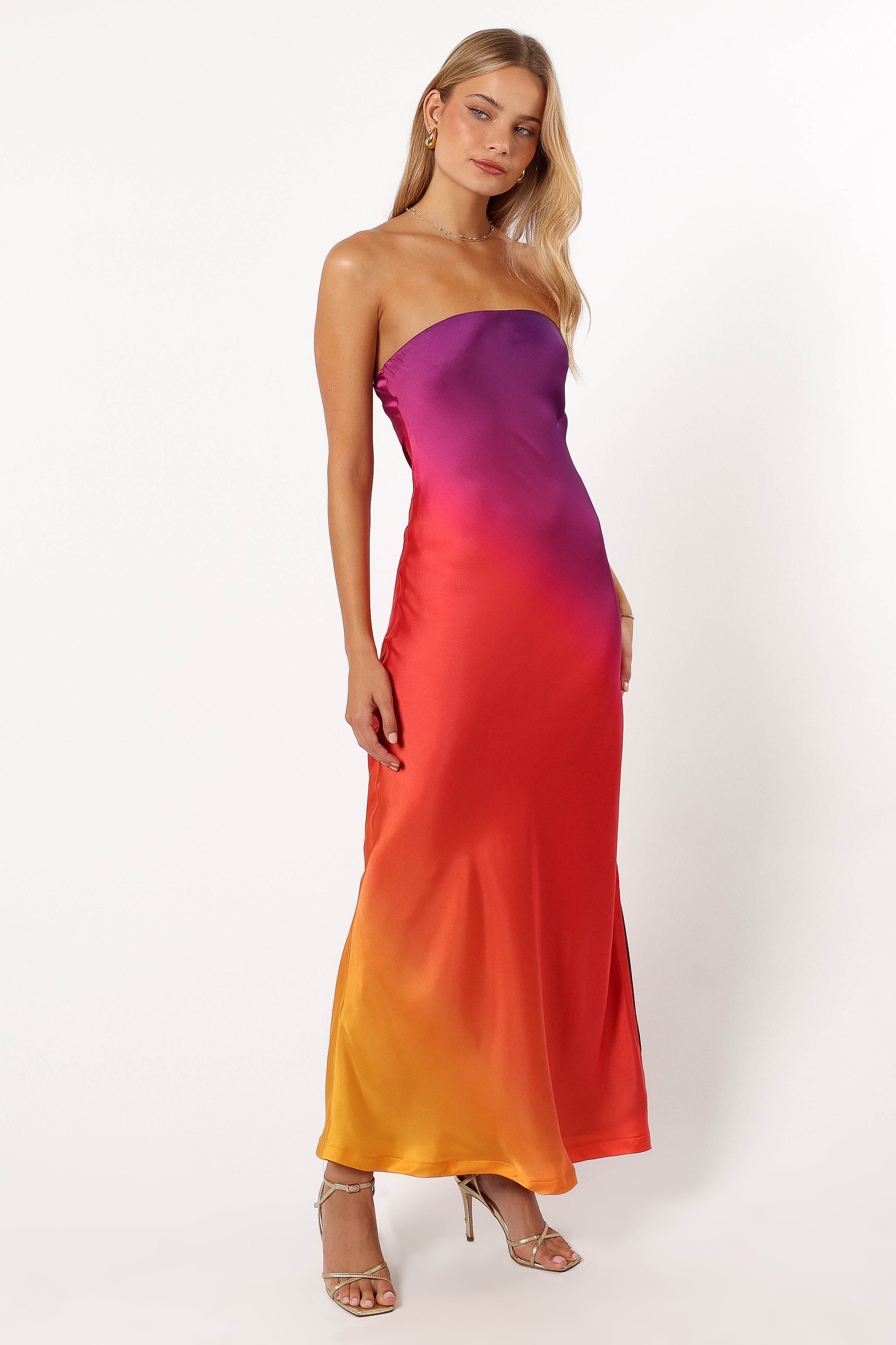 Petal and Pup USA DRESSES Mallory Strapless Maxi Dress - Sunset Cosmo