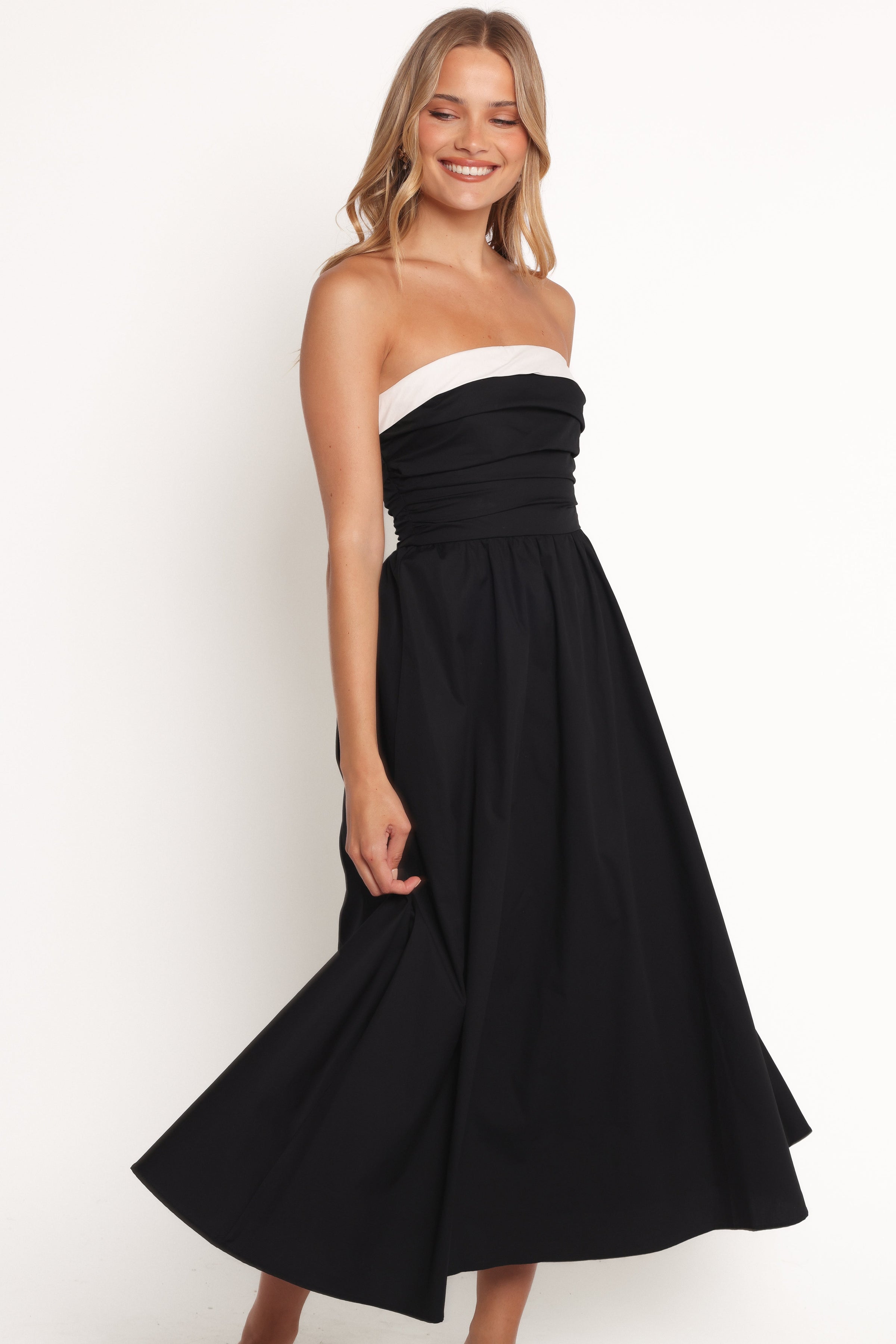 Petal and Pup USA DRESSES Marais Strapless Midi Dress - Black