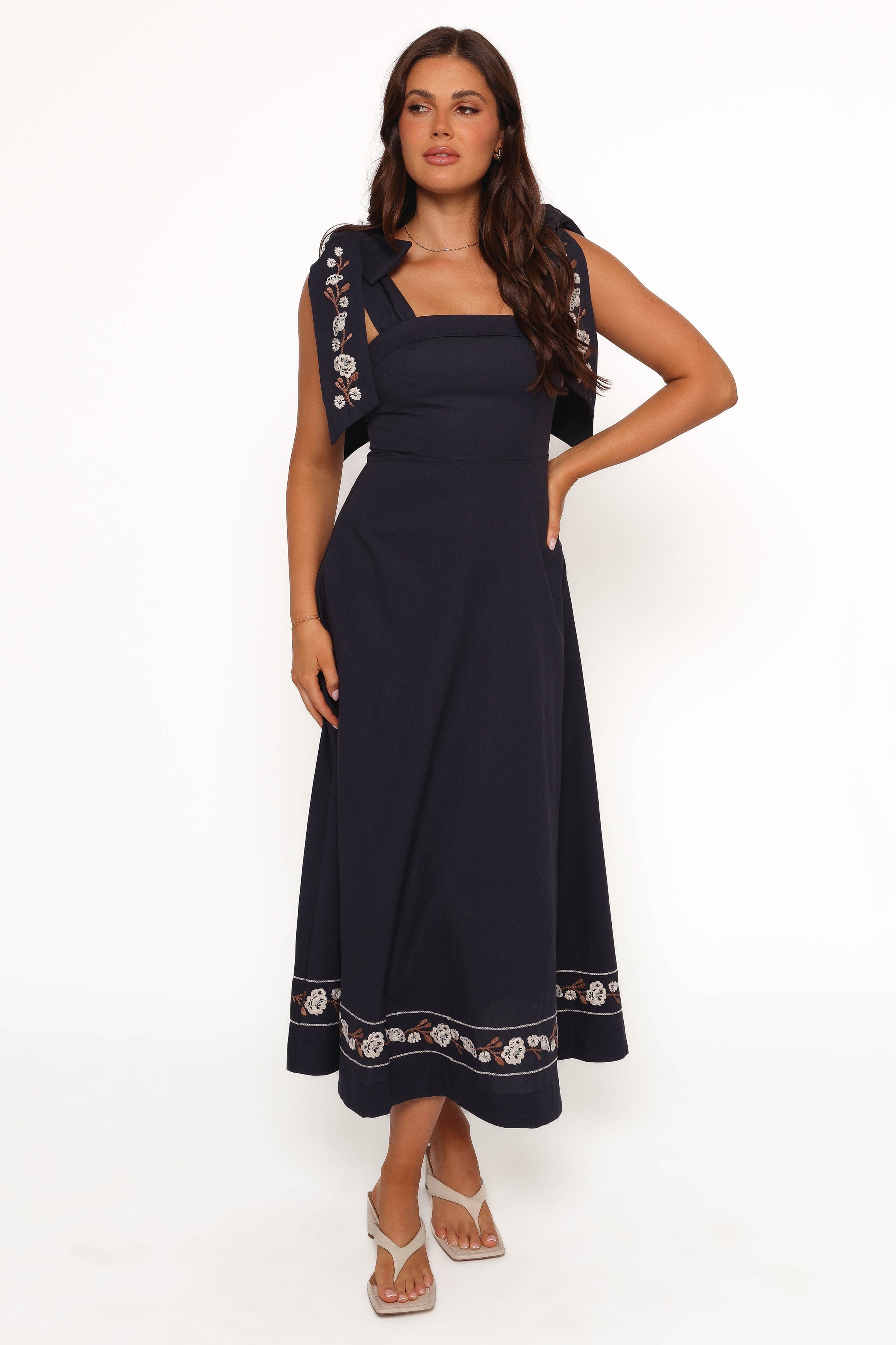 Petal and Pup USA DRESSES Marcella Midi Dress - Navy
