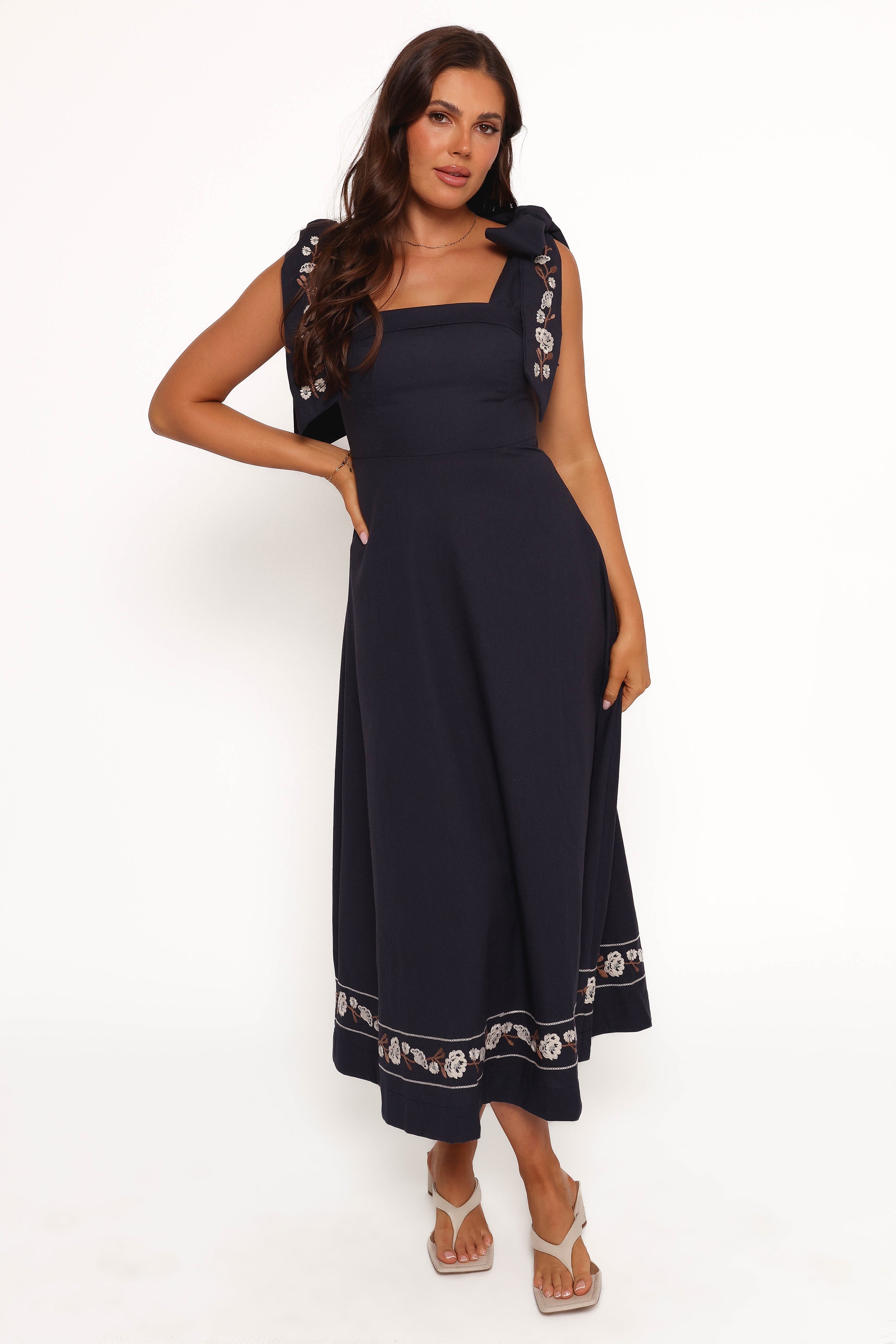 Petal and Pup USA DRESSES Marcella Midi Dress - Navy