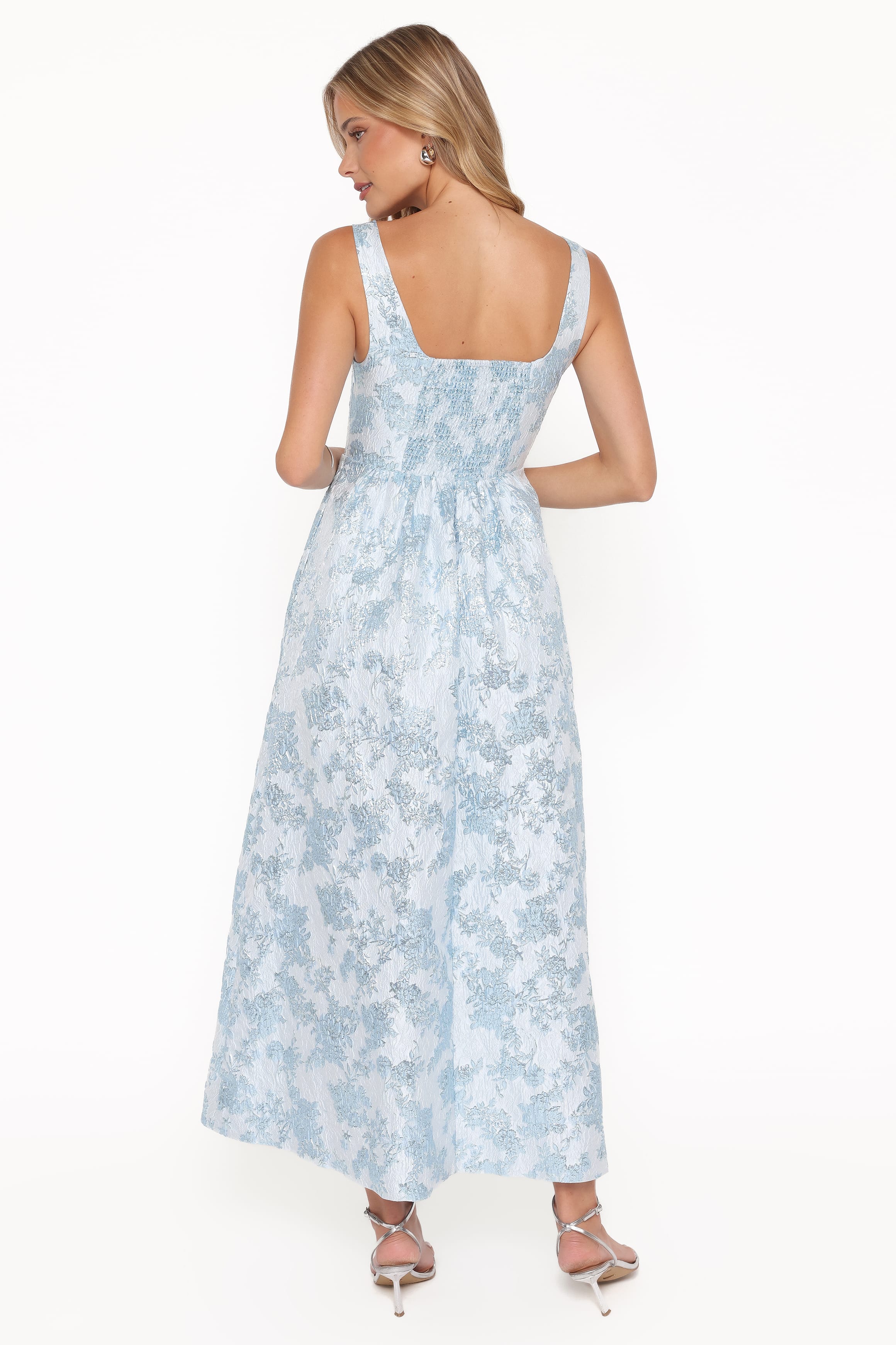 Petal and Pup USA DRESSES Marcelline Maxi Dress - Blue Brocade