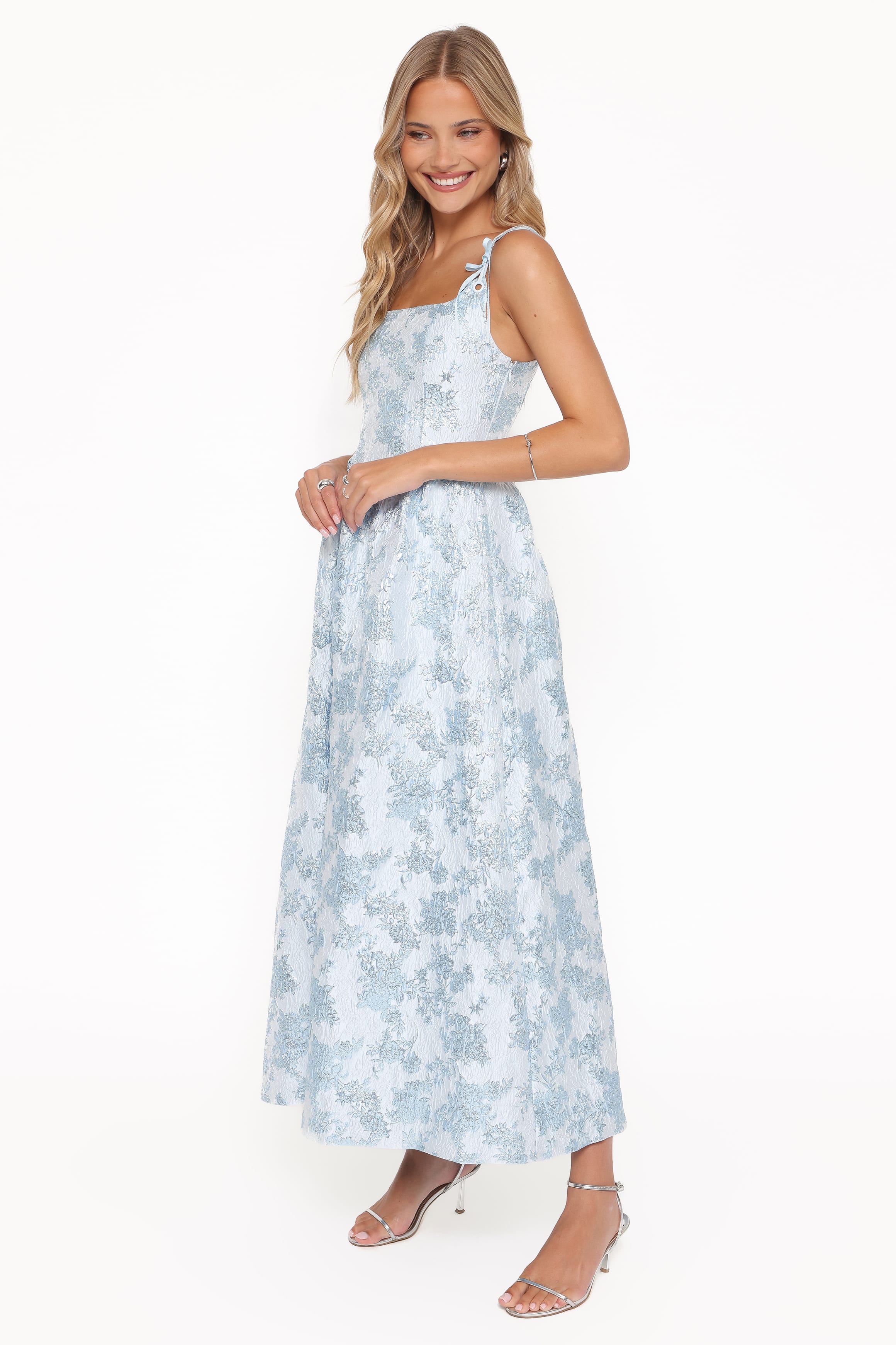 Petal and Pup USA DRESSES Marcelline Maxi Dress - Blue Brocade