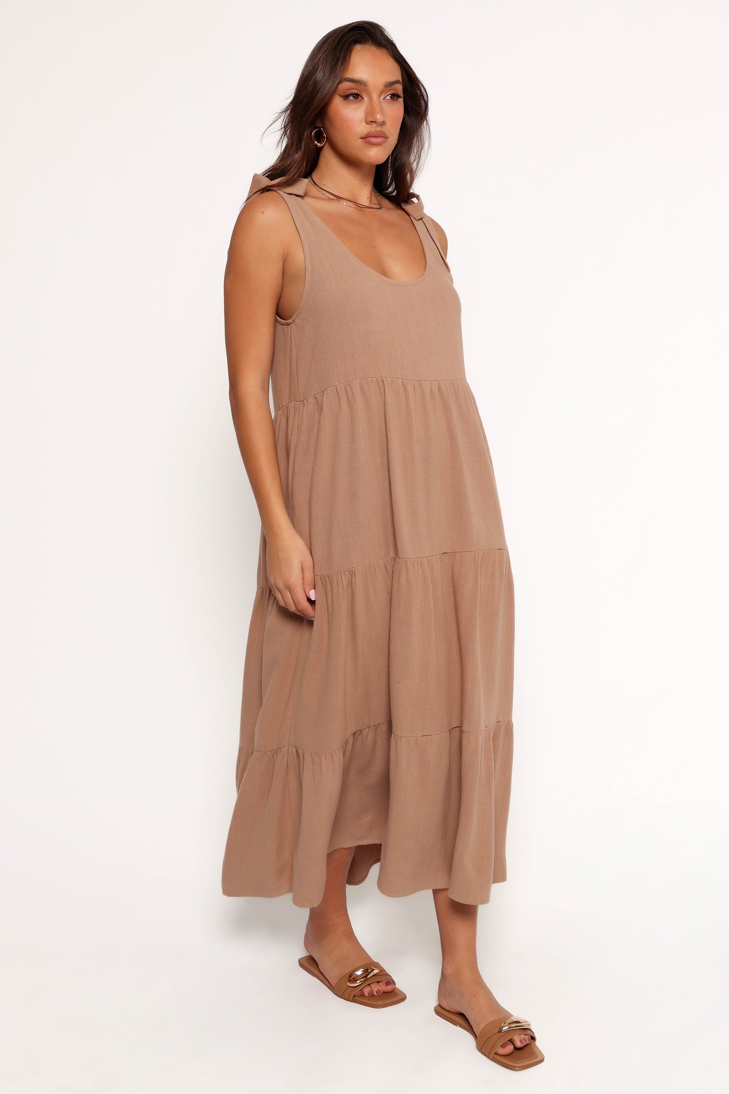 Petal and Pup USA DRESSES Marcy Midi Dress - Mocha