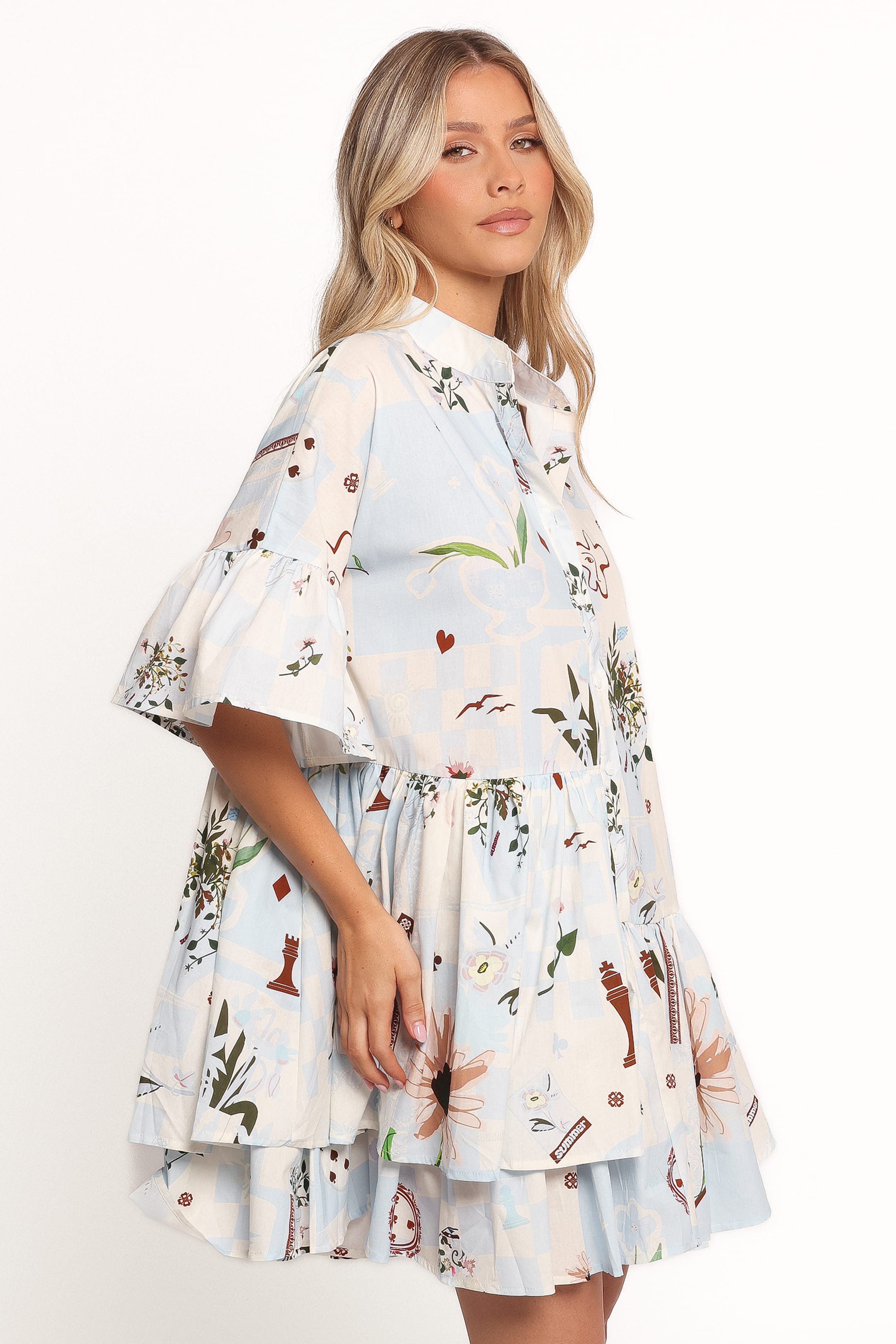 Petal and Pup USA DRESSES Marguerite Mini Dress - Blue Floral (Hold for Rack)
