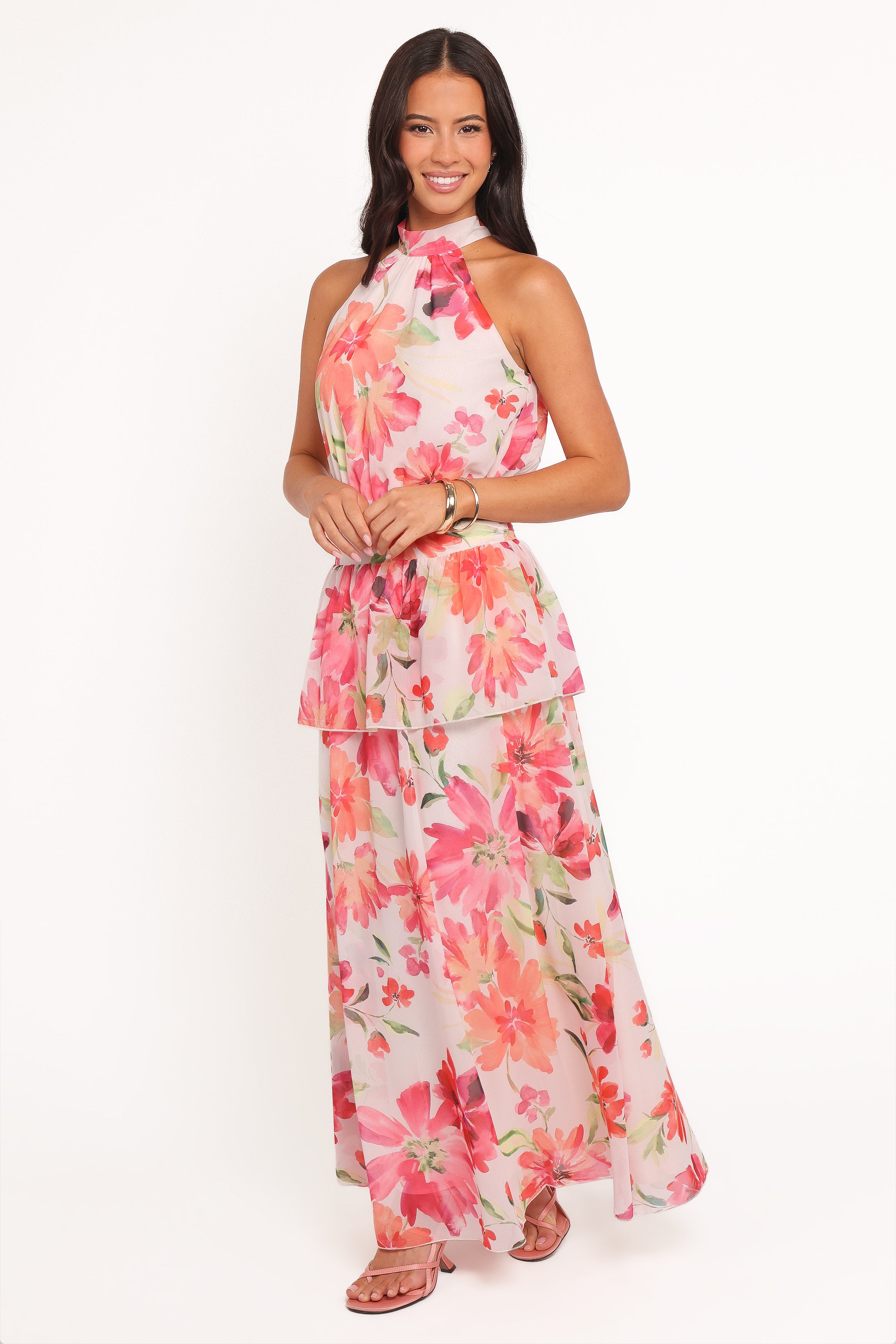 Petal and Pup USA DRESSES Martha Maxi Dress - Orange Floral
