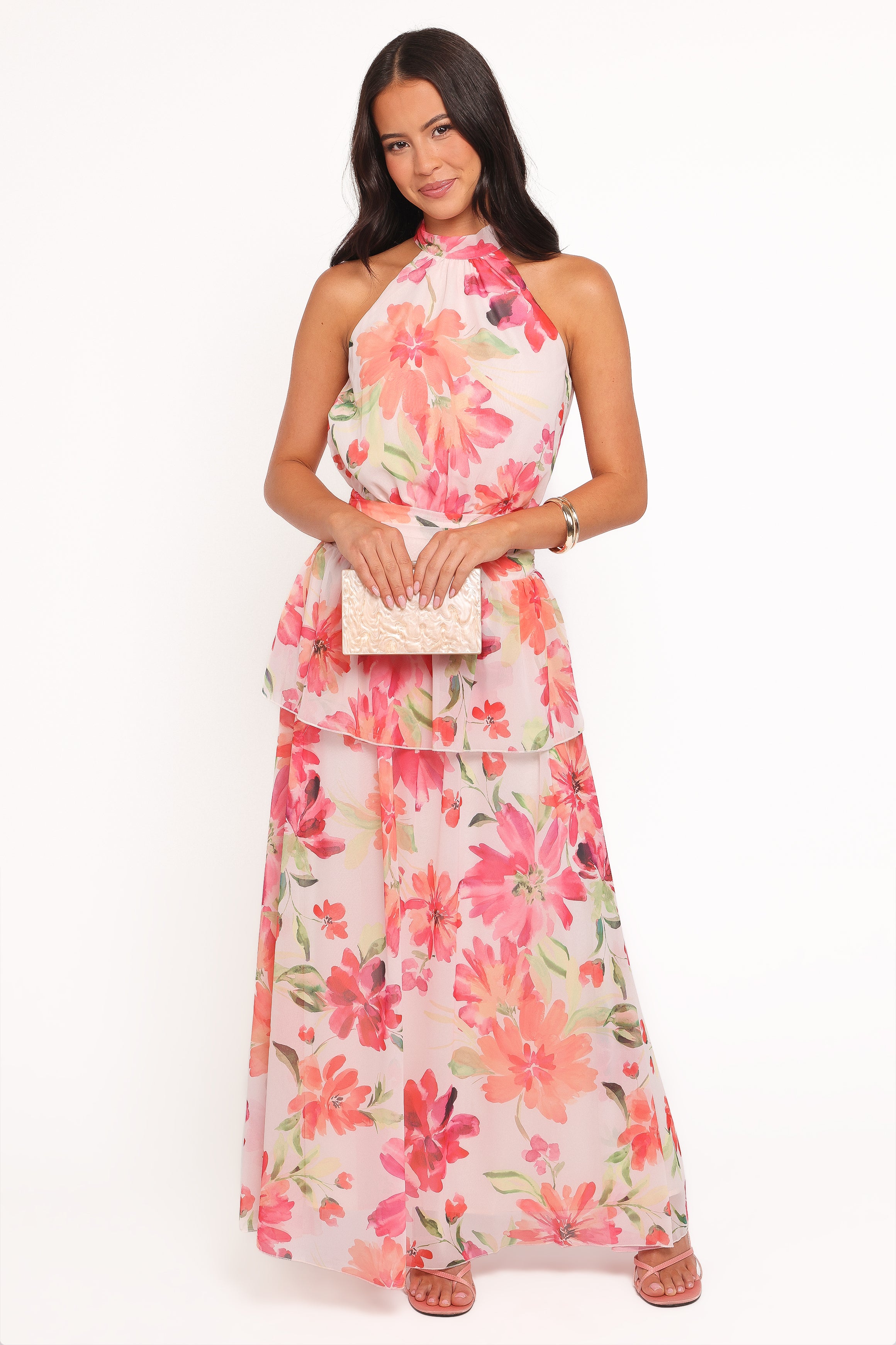 Petal and Pup USA DRESSES Martha Maxi Dress - Orange Floral