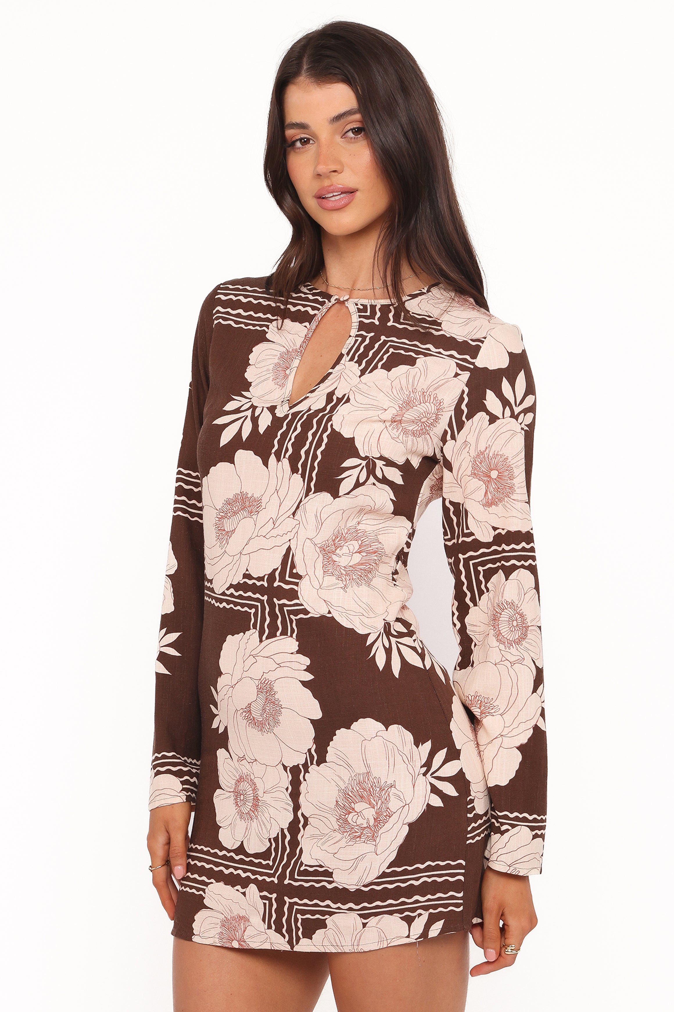 Petal and Pup USA DRESSES Marylon Mini Dress - Brown Floral