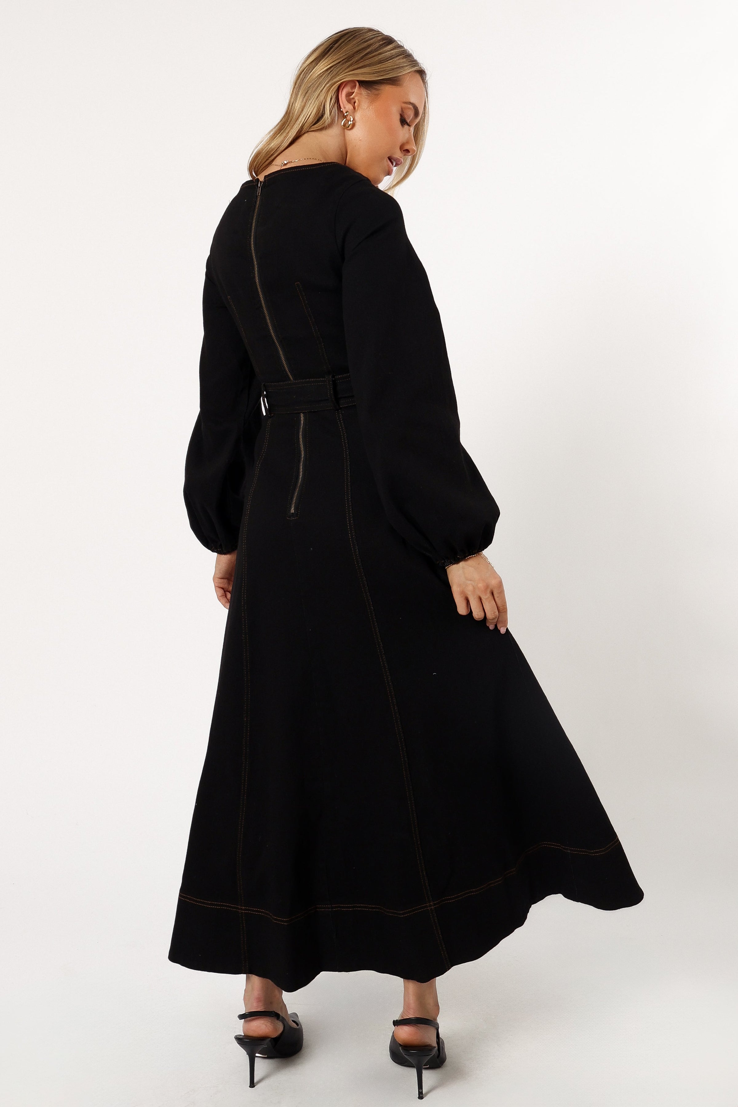 Petal and Pup USA DRESSES Mateo Long Sleeve Denim Dress - Black