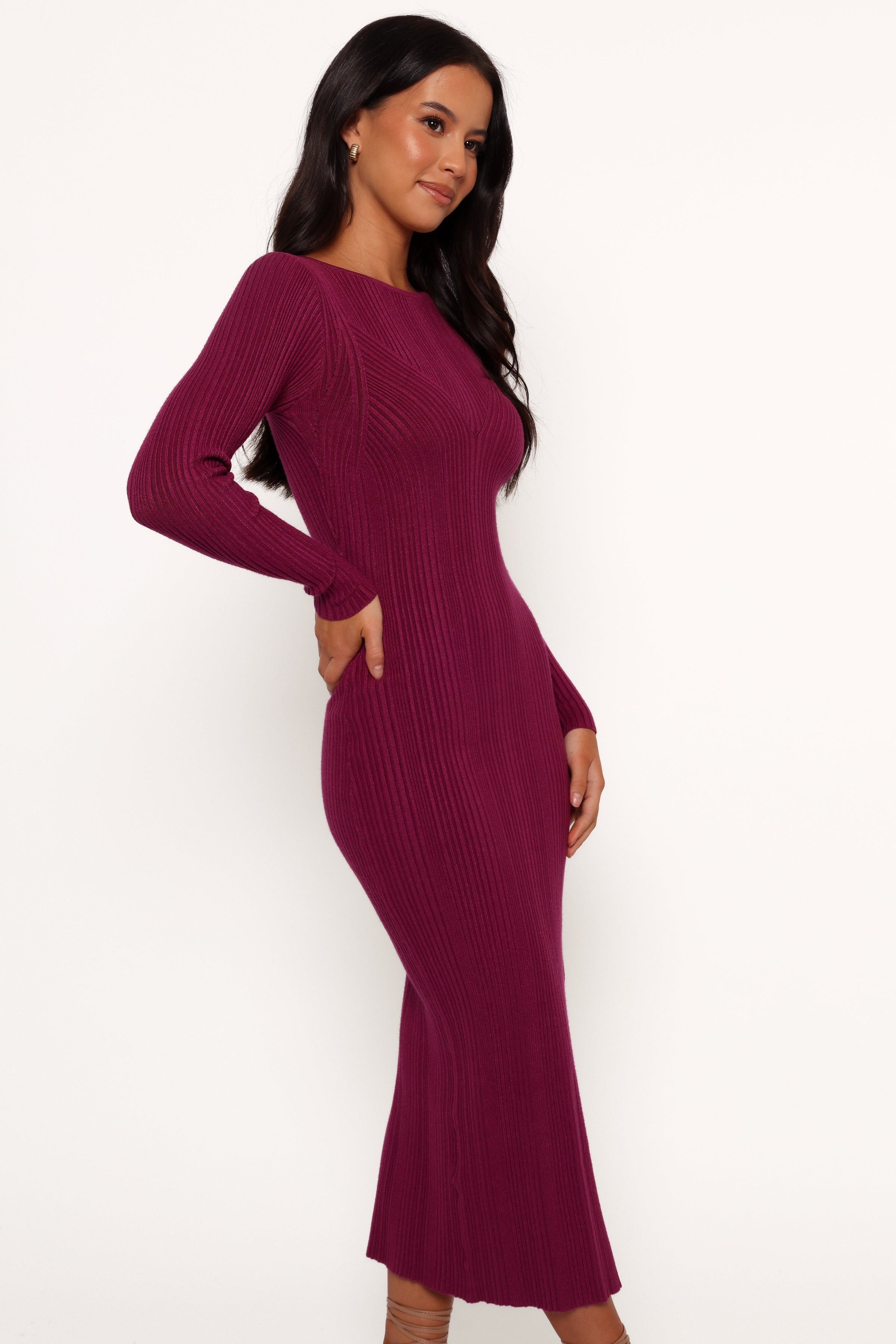 Petal and Pup USA DRESSES Mattie Long Sleeve Maxi Dress - Plum