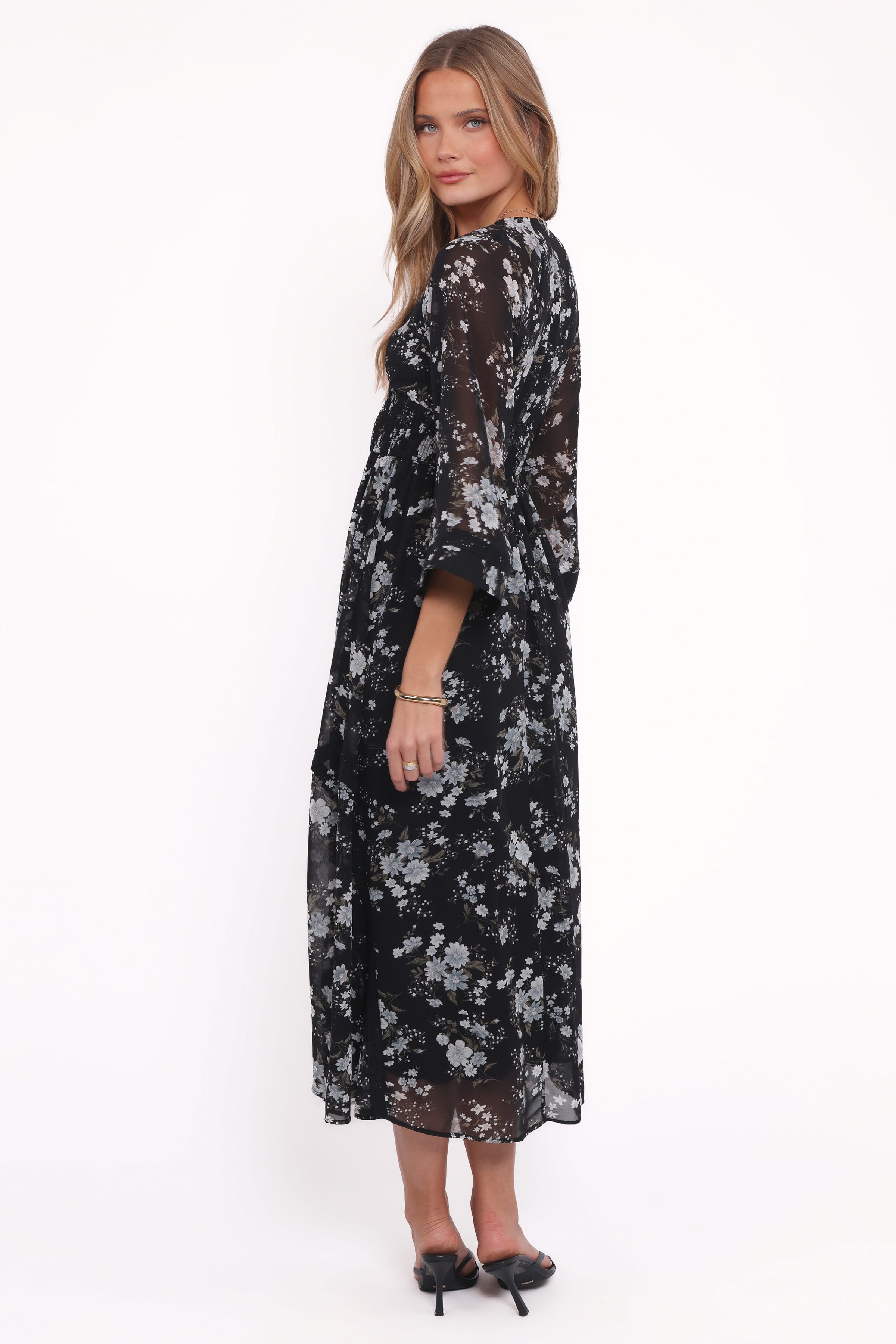 Petal and Pup USA DRESSES Mavis Long Sleeve Maxi Dress - Black Floral