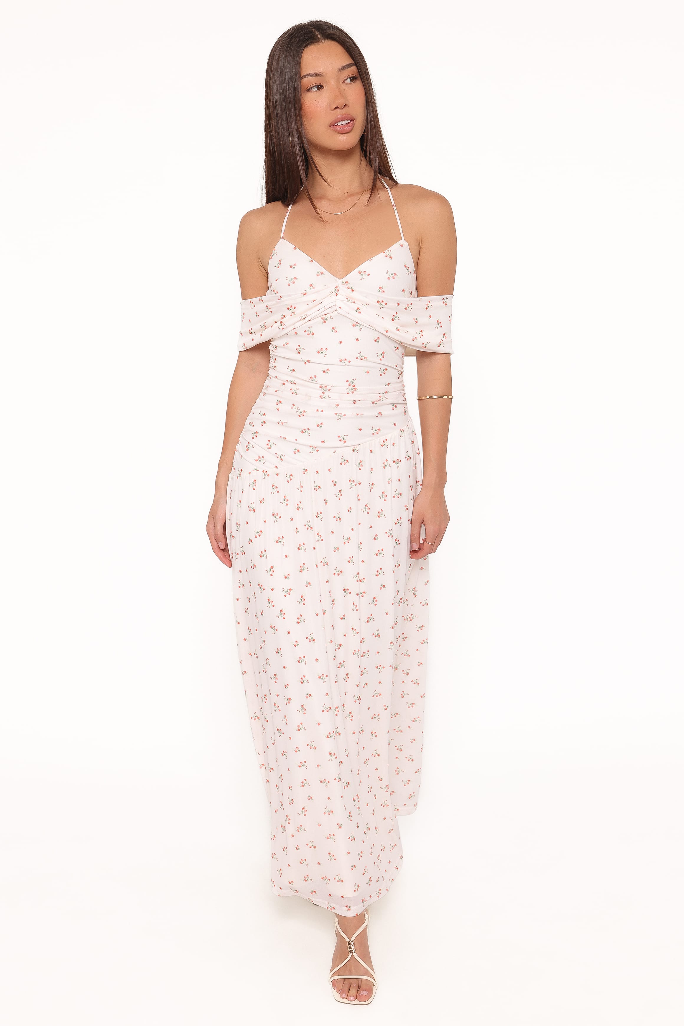 Petal and Pup USA DRESSES Mayven Maxi Dress - White Ditsy