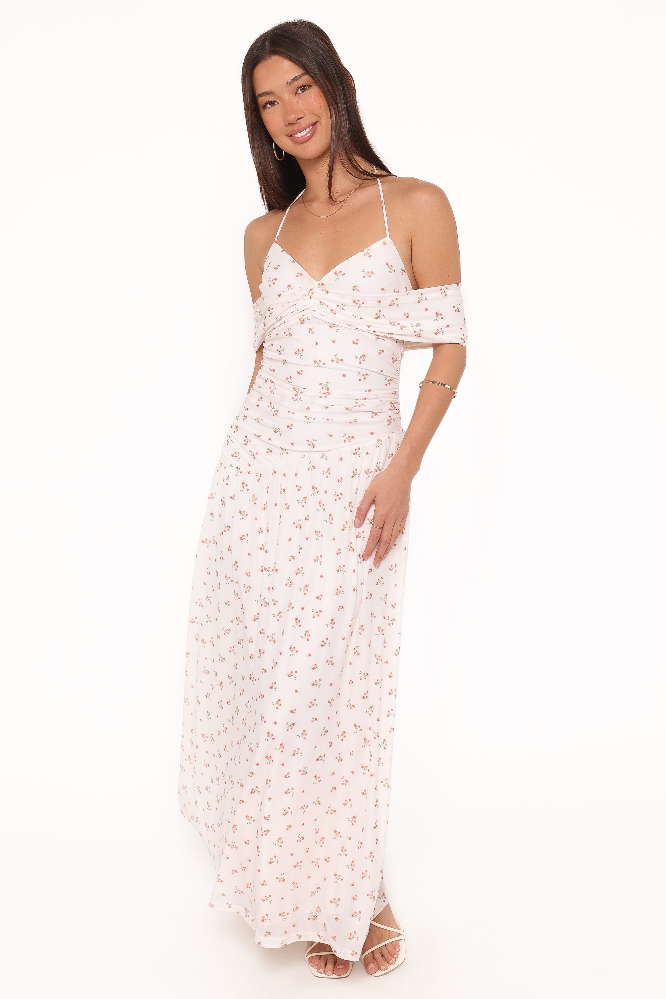 Petal and Pup USA DRESSES Mayven Maxi Dress - White Ditsy