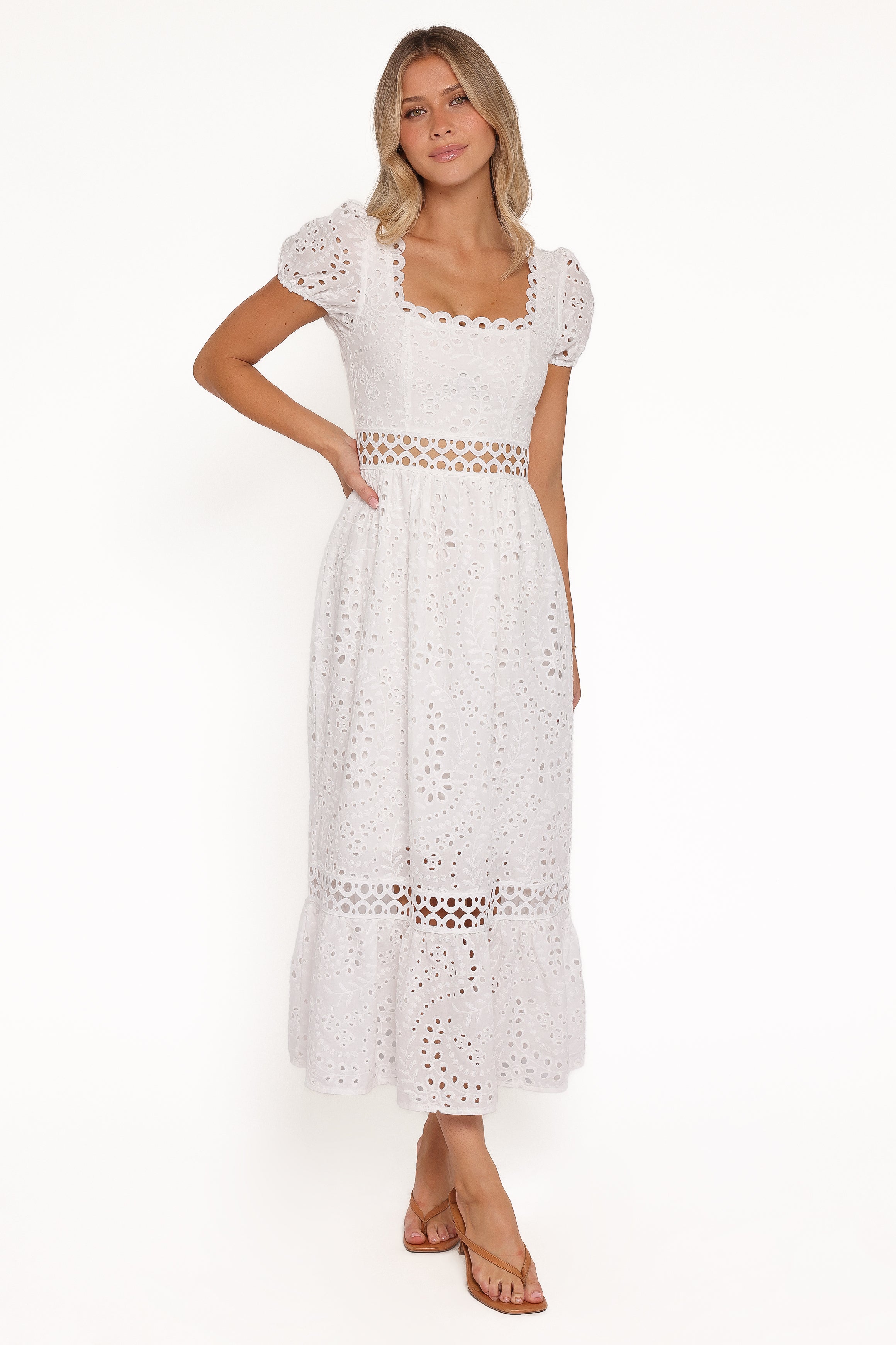 Petal and Pup USA DRESSES Melania Midi Dress - White