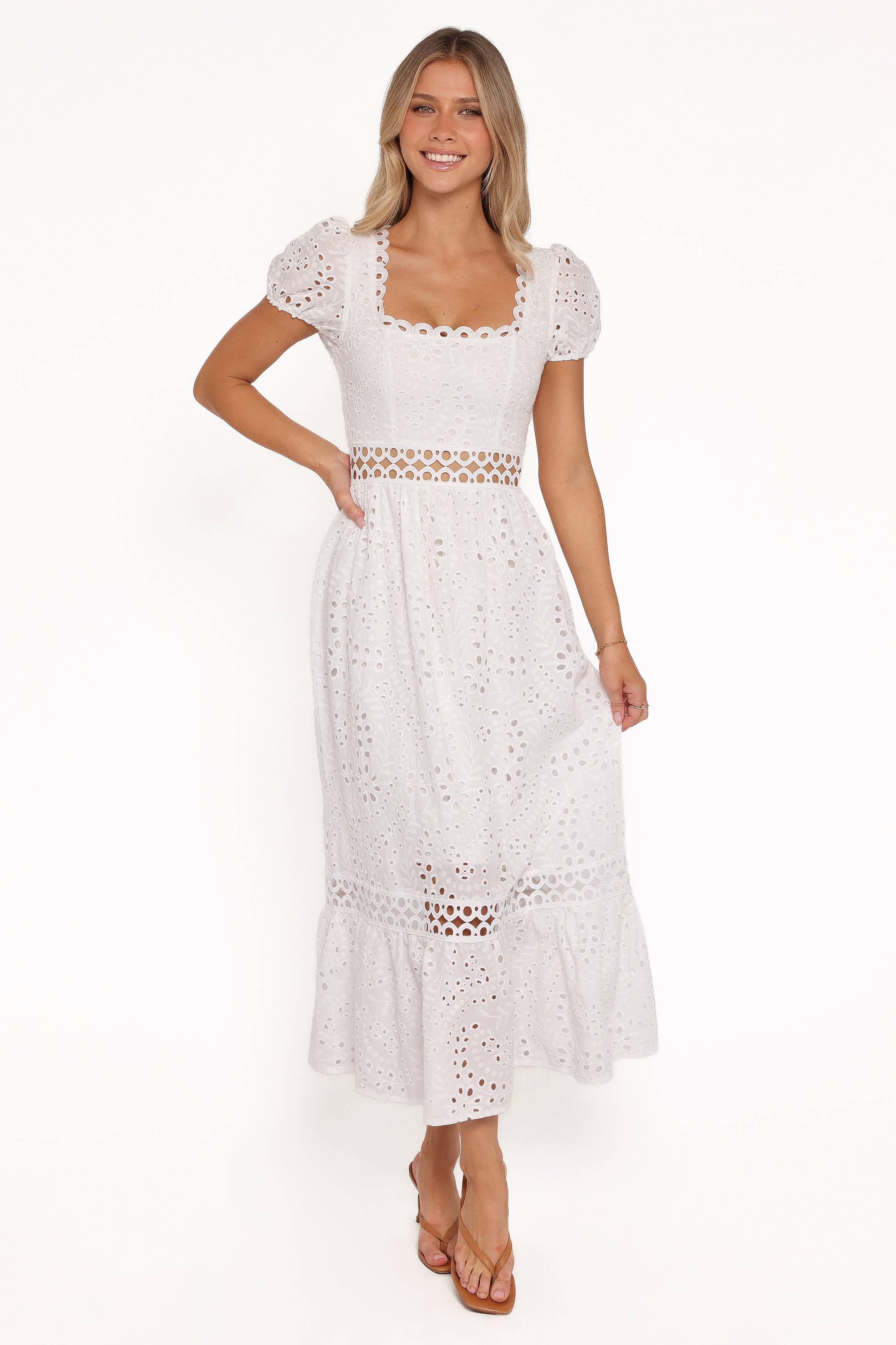 Petal and Pup USA DRESSES Melania Midi Dress - White