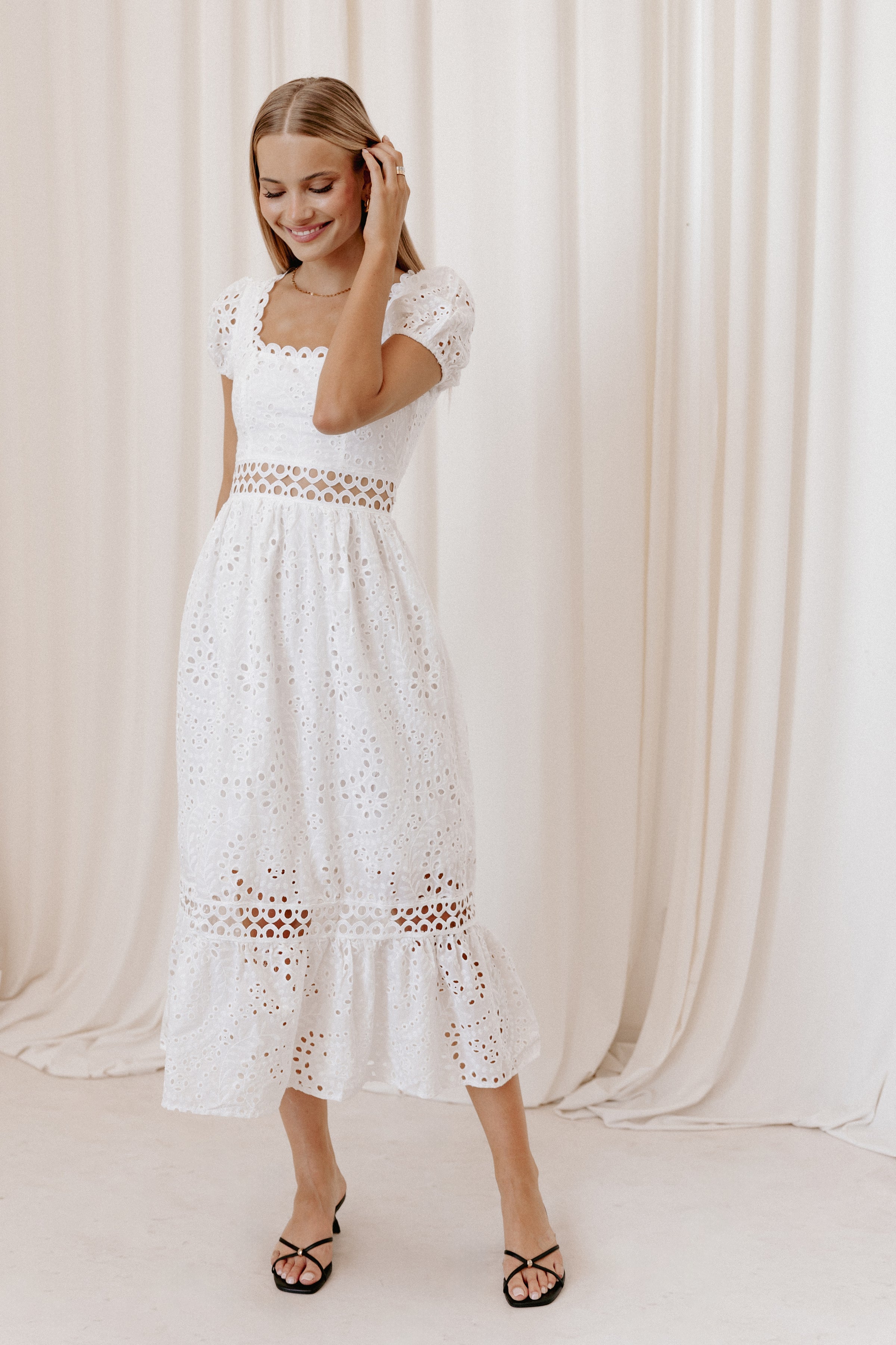 Petal and Pup USA DRESSES Melania Midi Dress - White