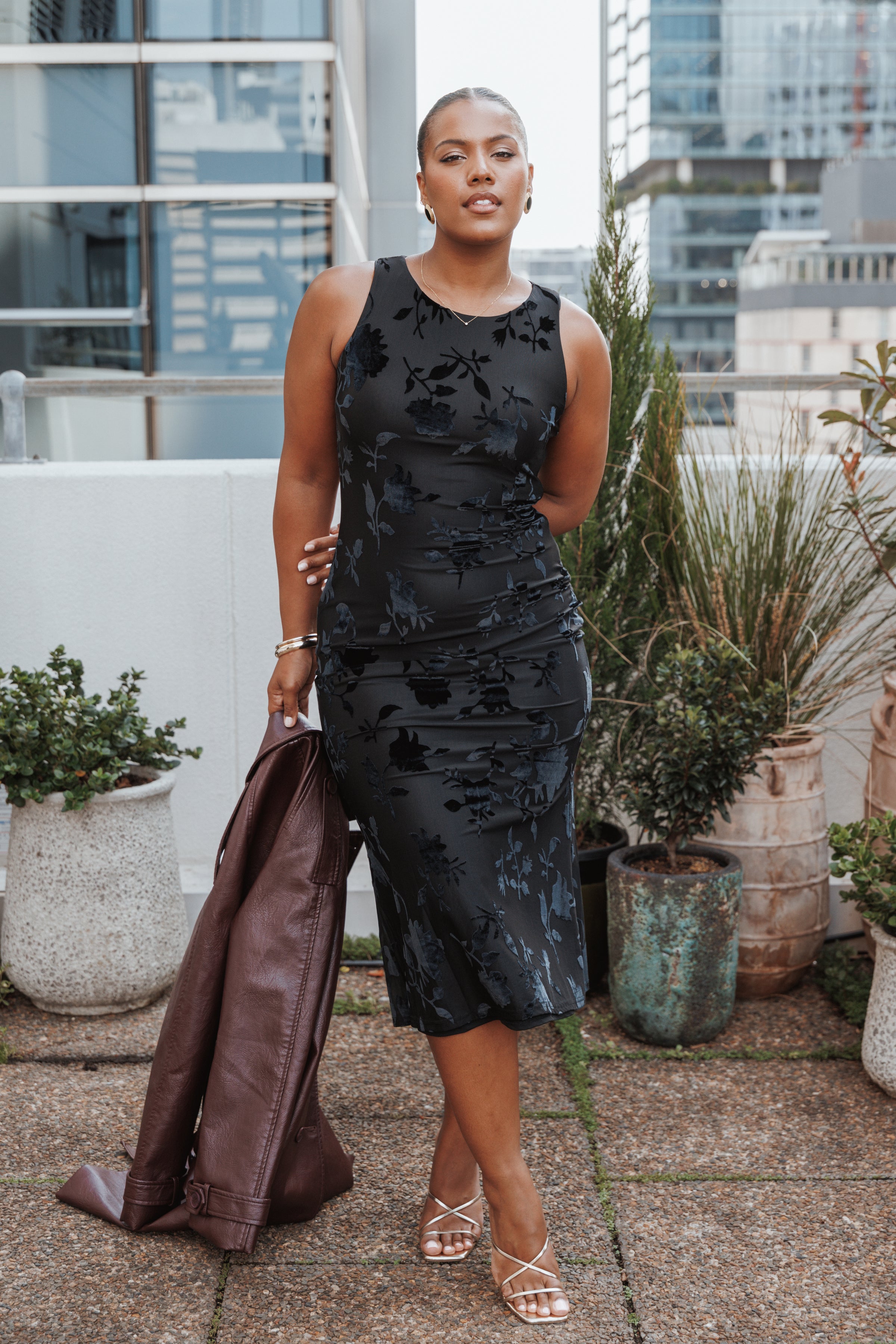 Petal and Pup USA DRESSES Melinda Sleeveless Velvet Maxi - Black