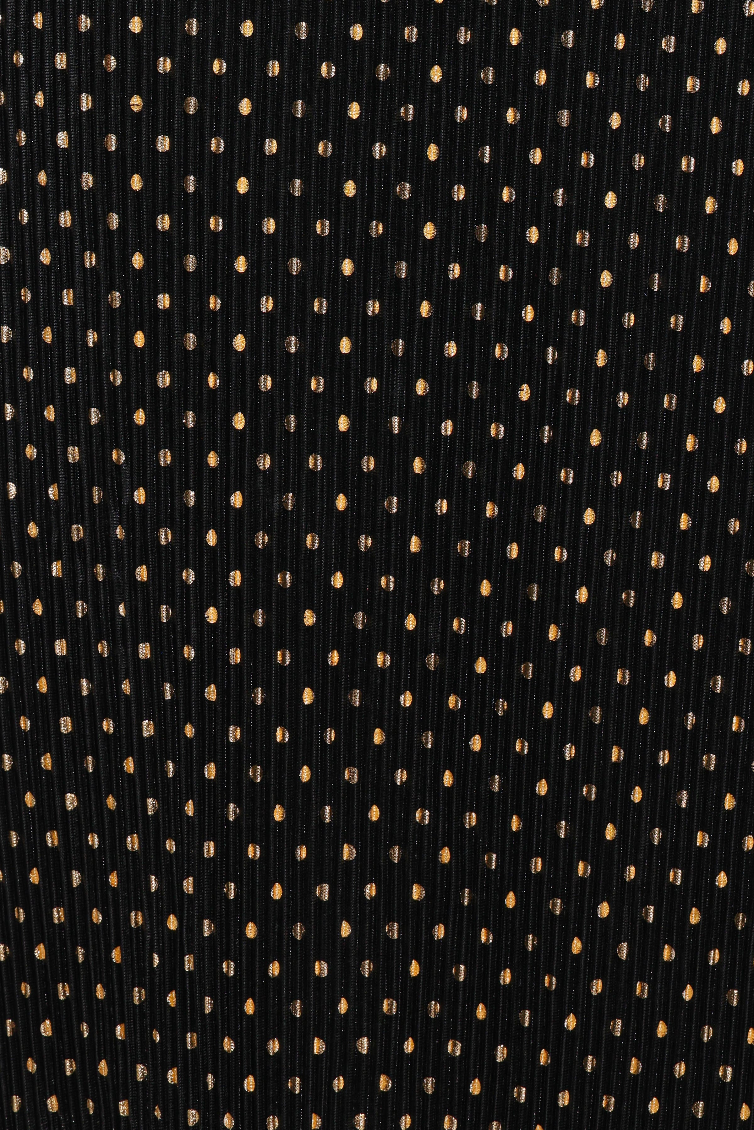 Petal and Pup USA DRESSES Melody Plisse Halter Maxi Dress - Black/Gold Polka Dot