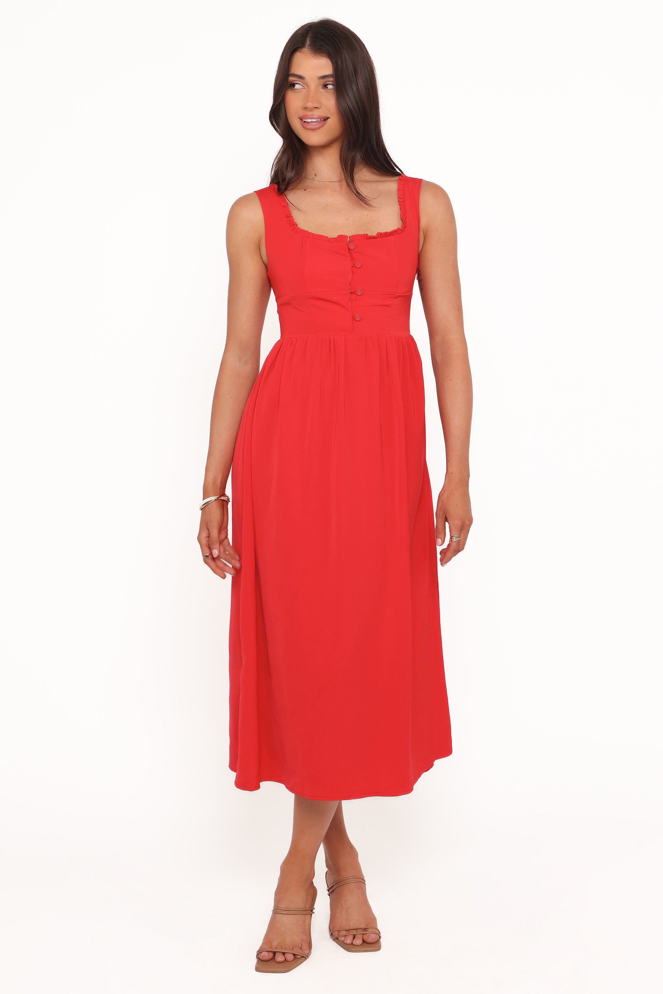 Petal and Pup USA DRESSES Melrose Midi Dress - Red