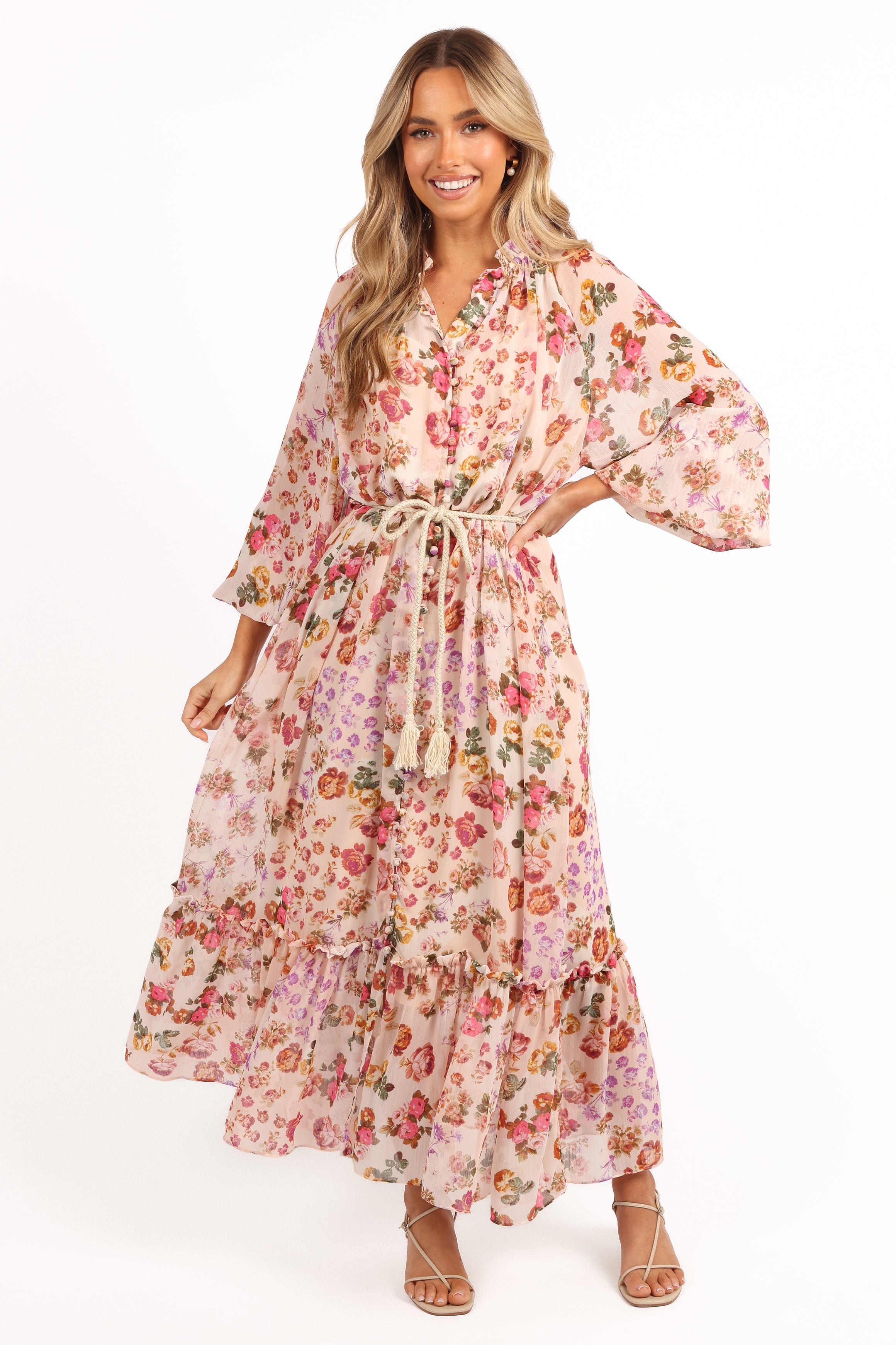 Petal and Pup USA DRESSES Micah Long Sleeve Midi Dress - Blush