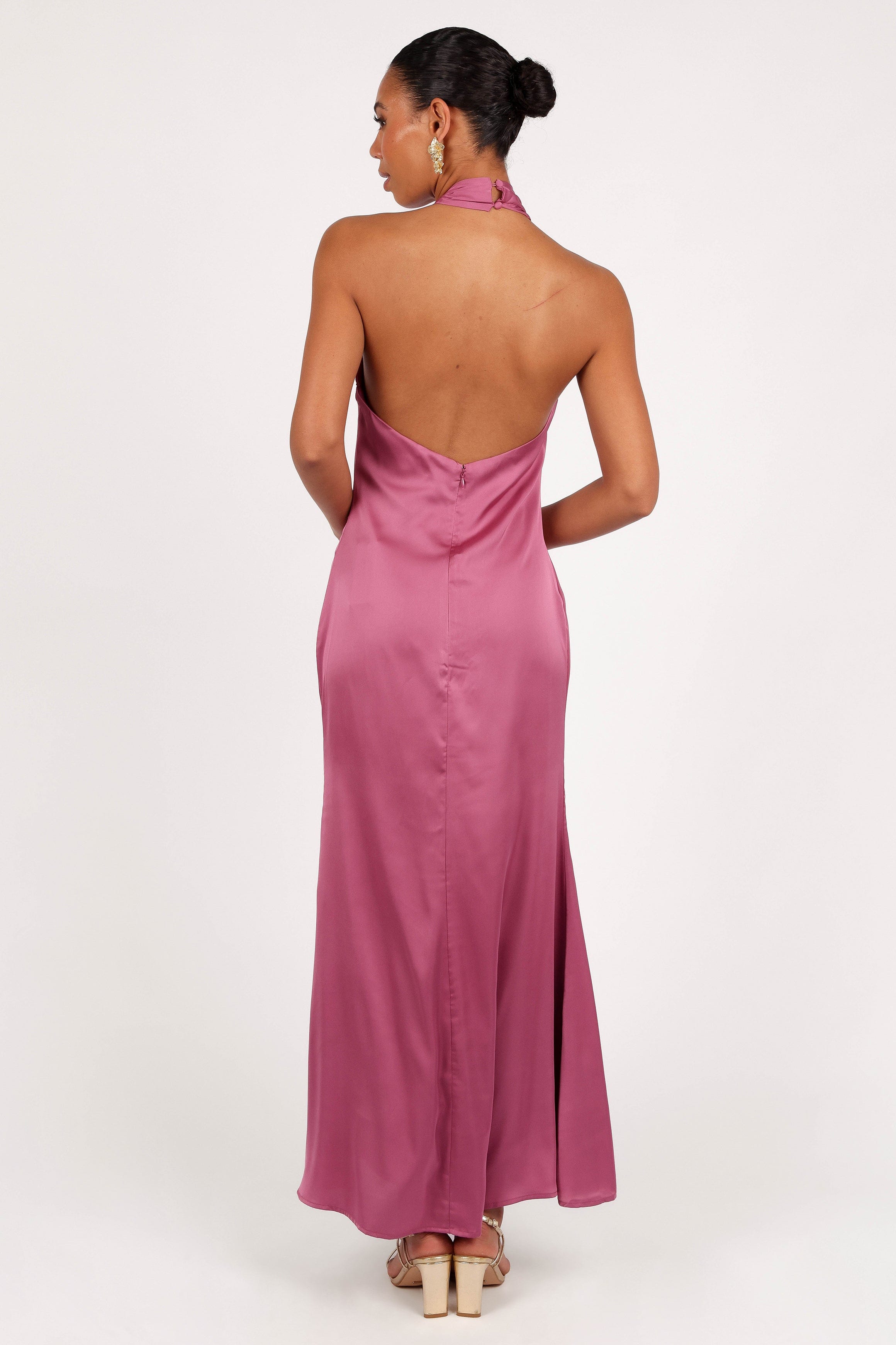 Petal and Pup USA DRESSES Mila Halterneck Maxi Dress - Dark Rose