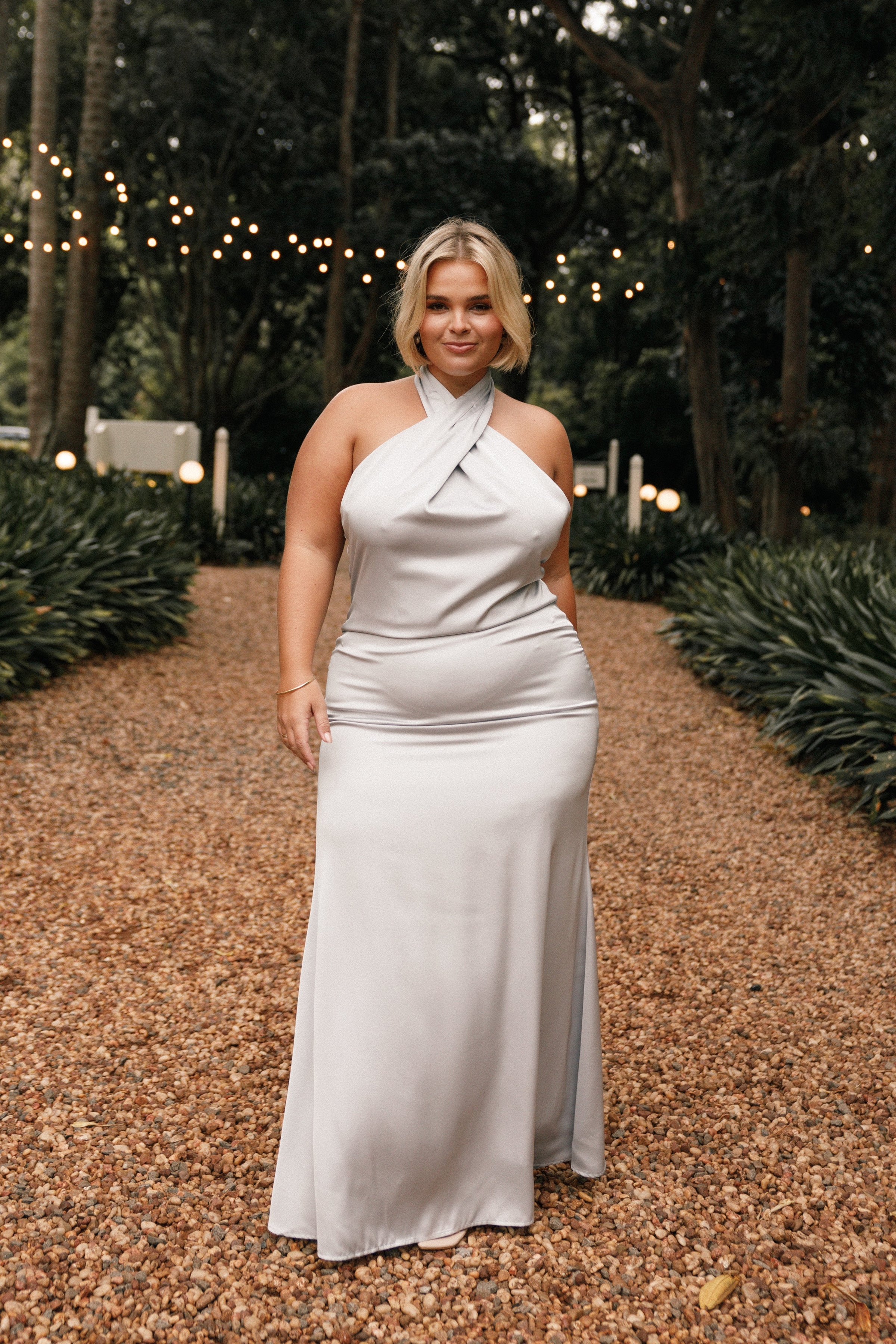 Petal and Pup USA DRESSES Mila Halterneck Maxi Dress - Steel