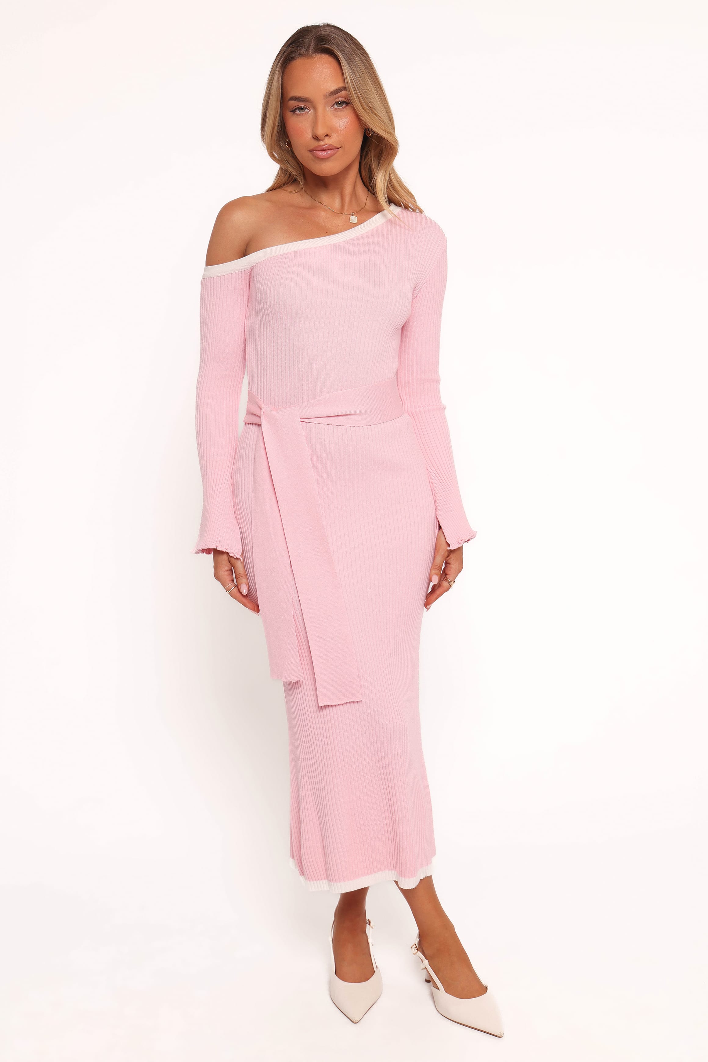 Petal and Pup USA DRESSES Milan Off Shoulder Midi Dress - Pink