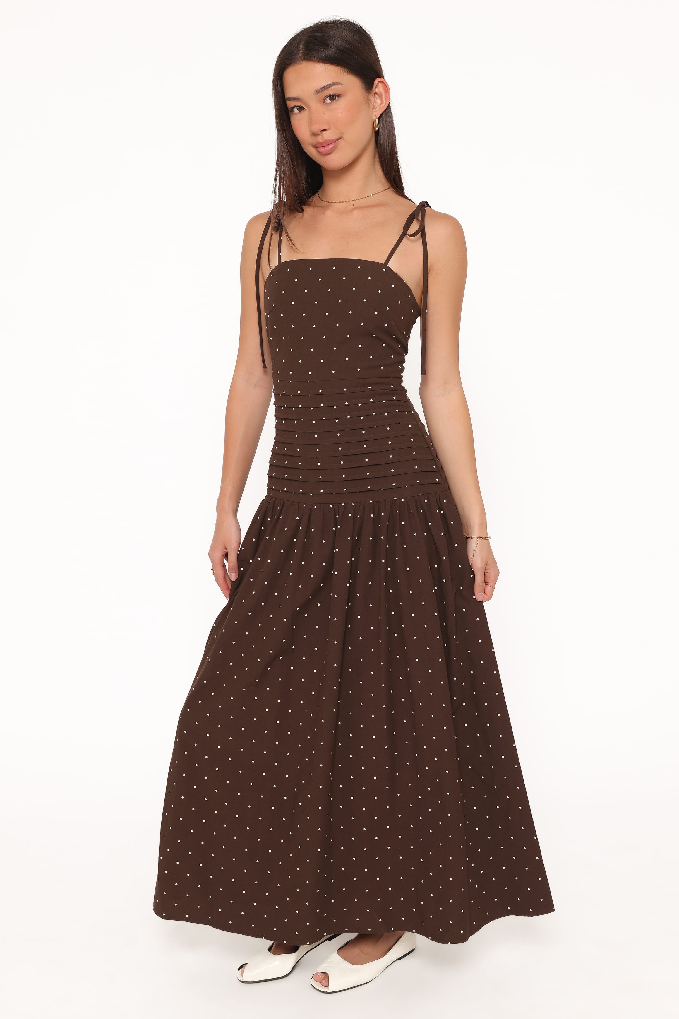 Petal and Pup USA DRESSES Mischa Maxi Dress - Brown Polka Dot
