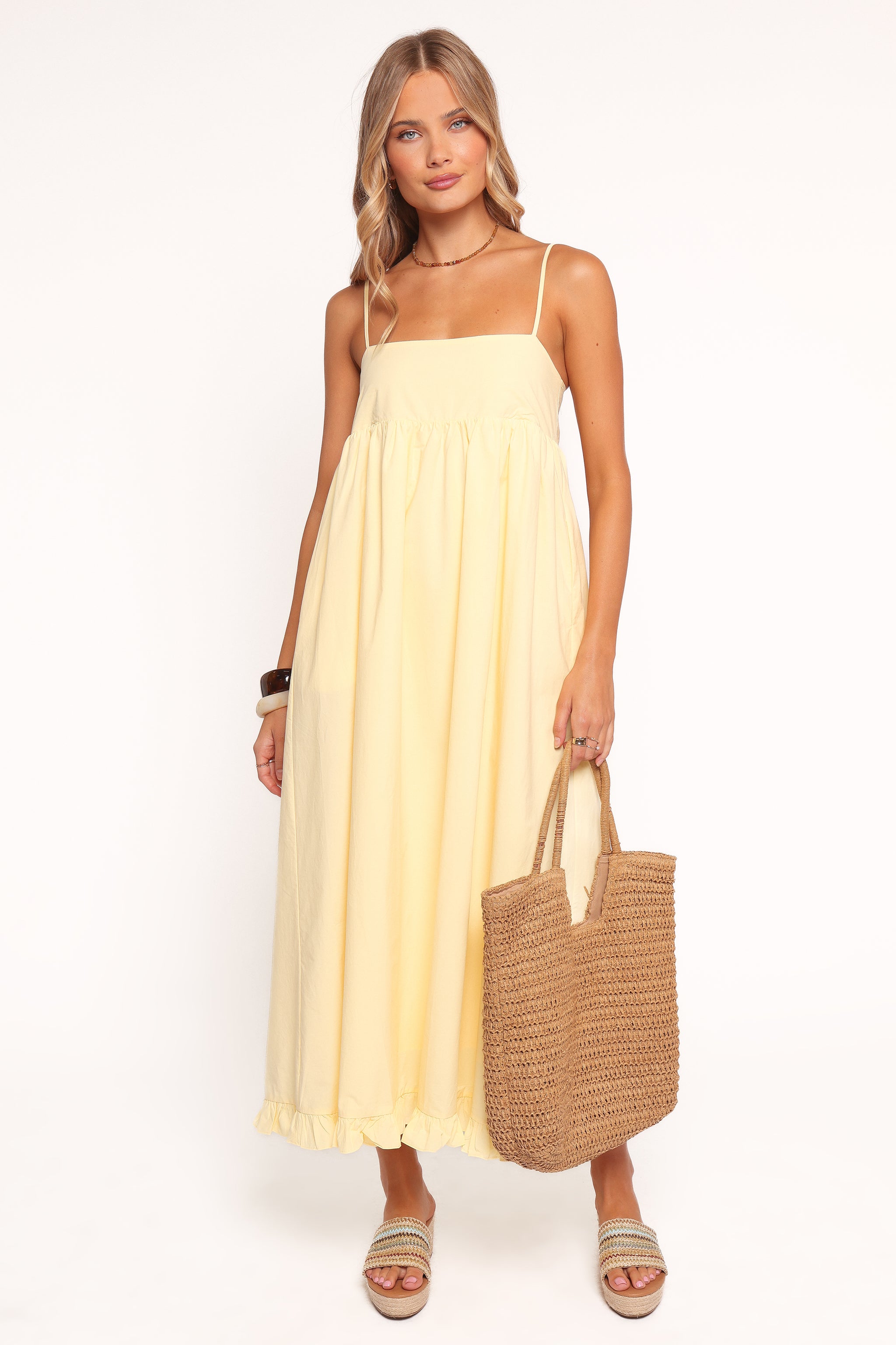 A MAXI DRESS P703 ( BLUE , BUTTER YELLOW )