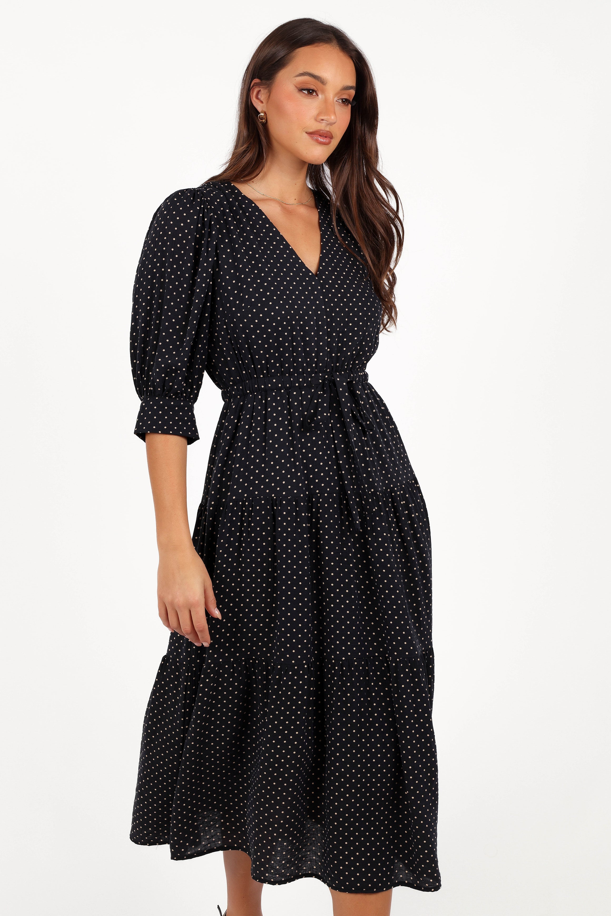 Petal and Pup USA DRESSES Moscow Midi Dress - Black Polka Dot