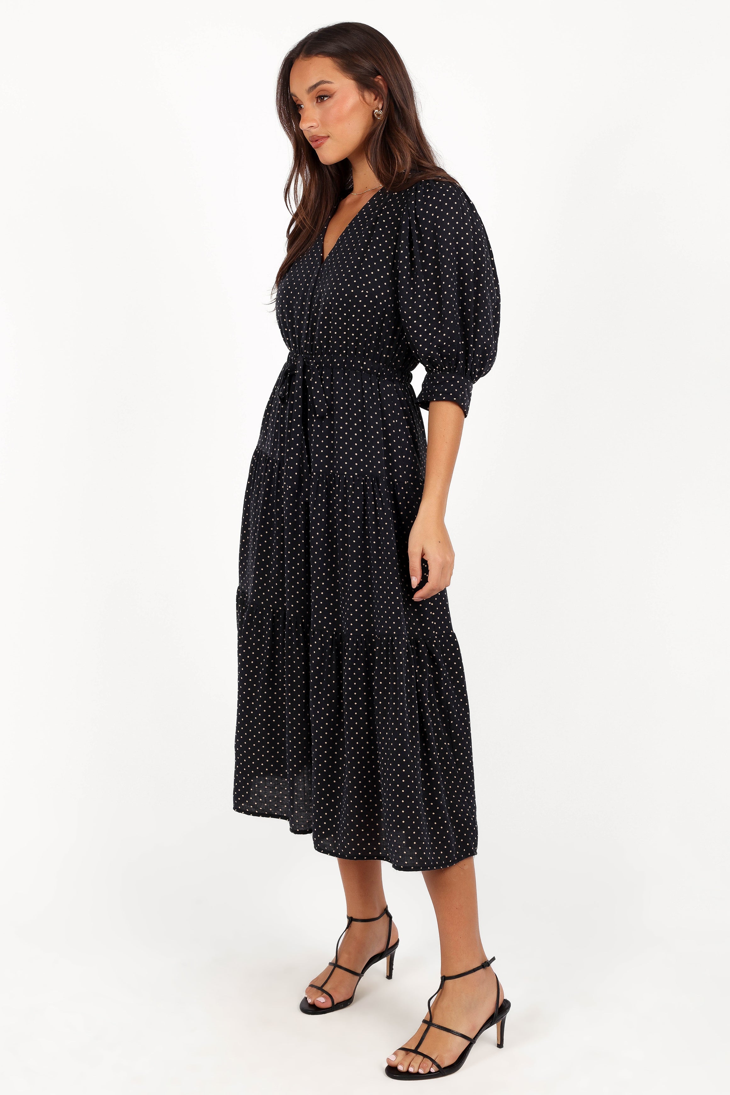 Petal and Pup USA DRESSES Moscow Midi Dress - Black Polka Dot