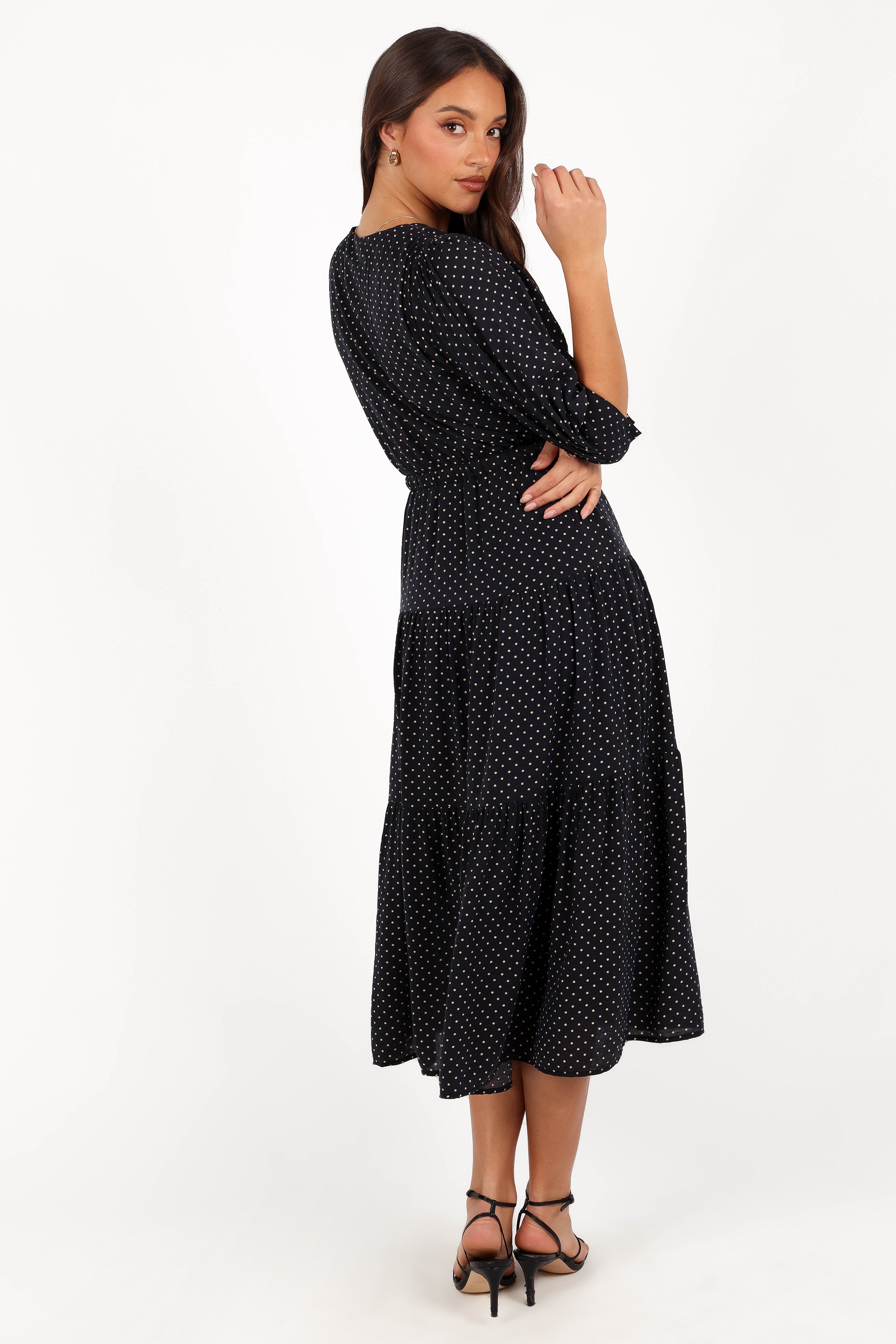 Petal and Pup USA DRESSES Moscow Midi Dress - Black Polka Dot