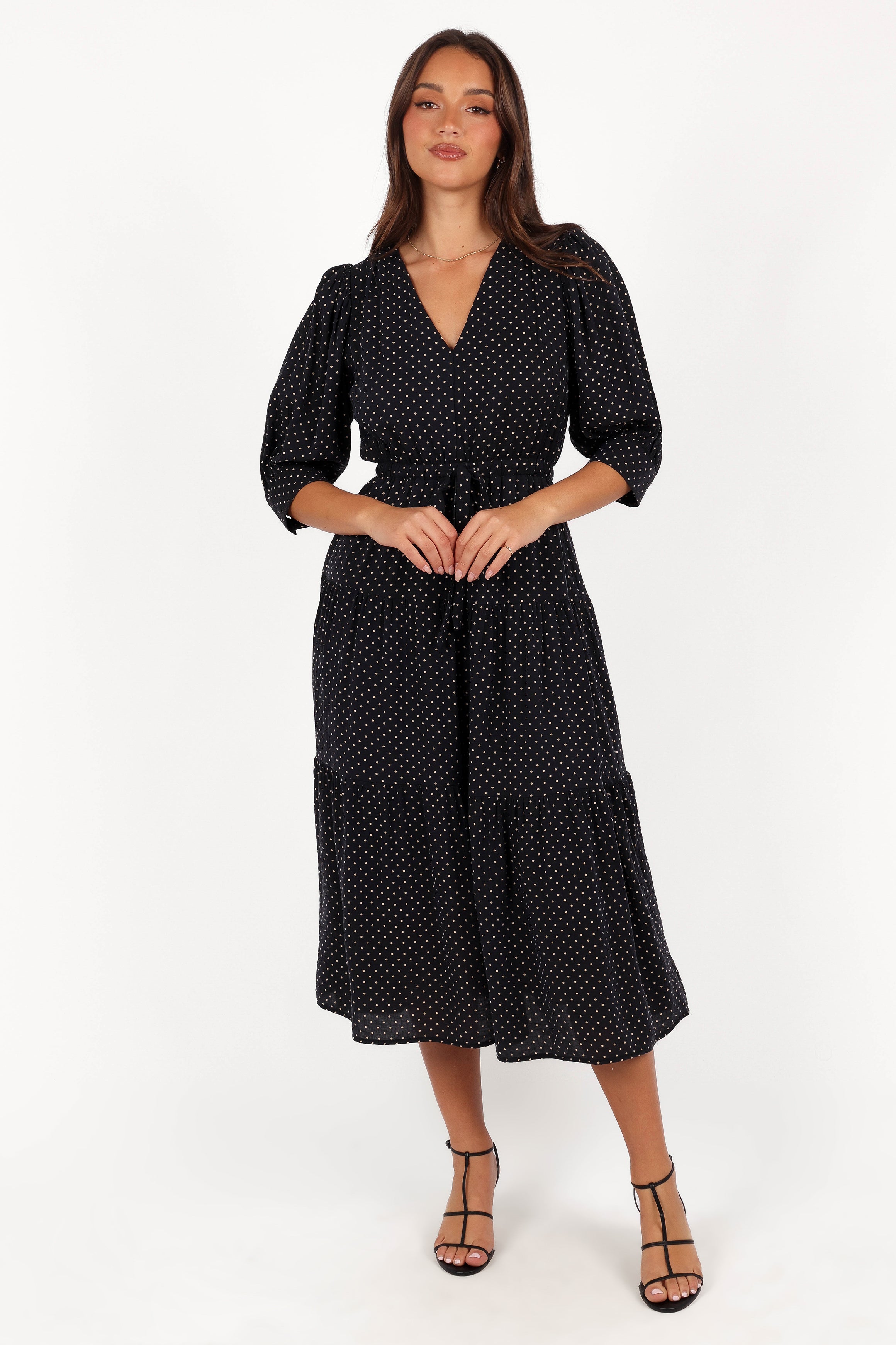 Petal and Pup USA DRESSES Moscow Midi Dress - Black Polka Dot