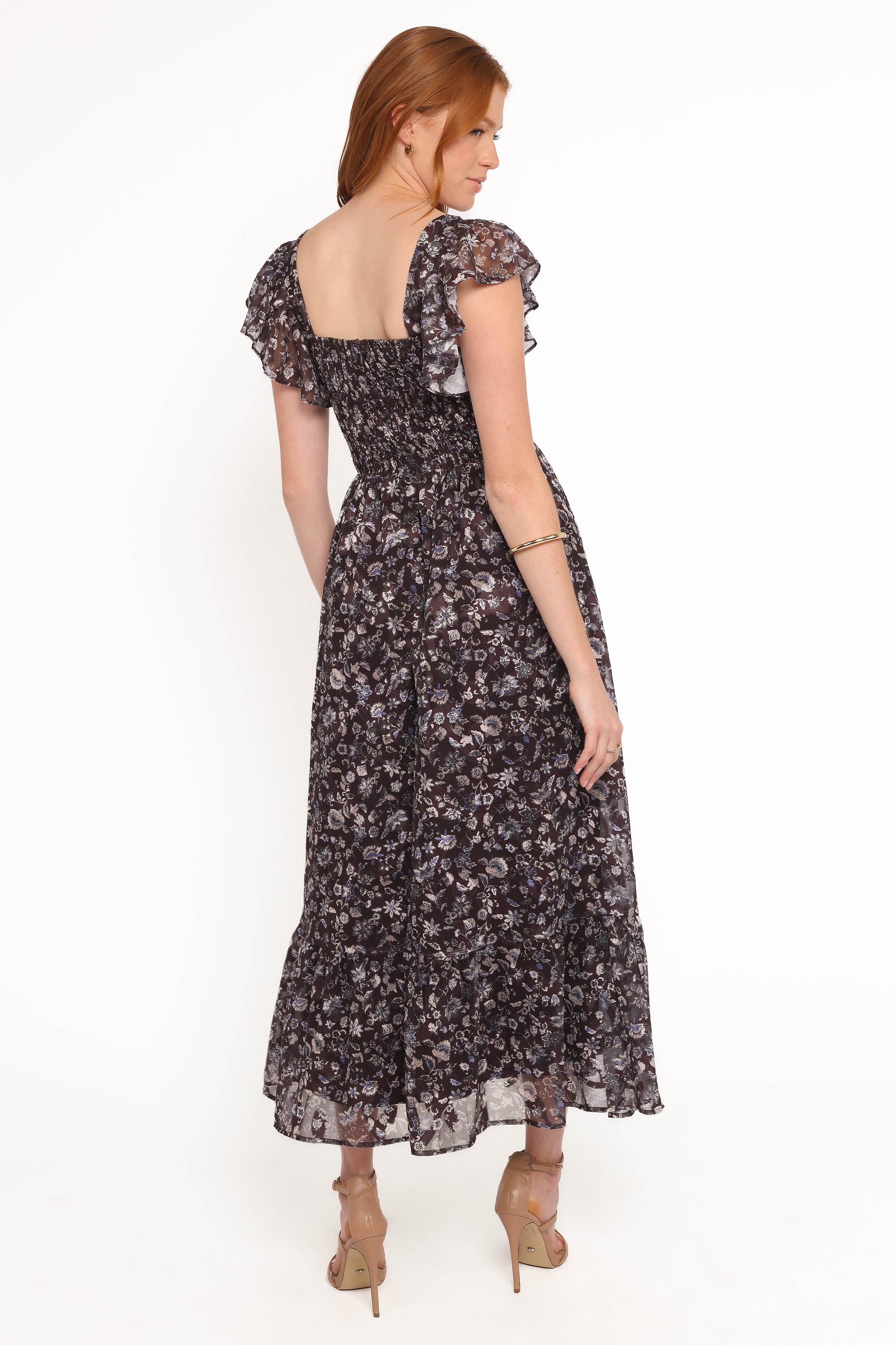 Petal and Pup USA DRESSES Myles Maxi Dress - Brown/Blue Floral