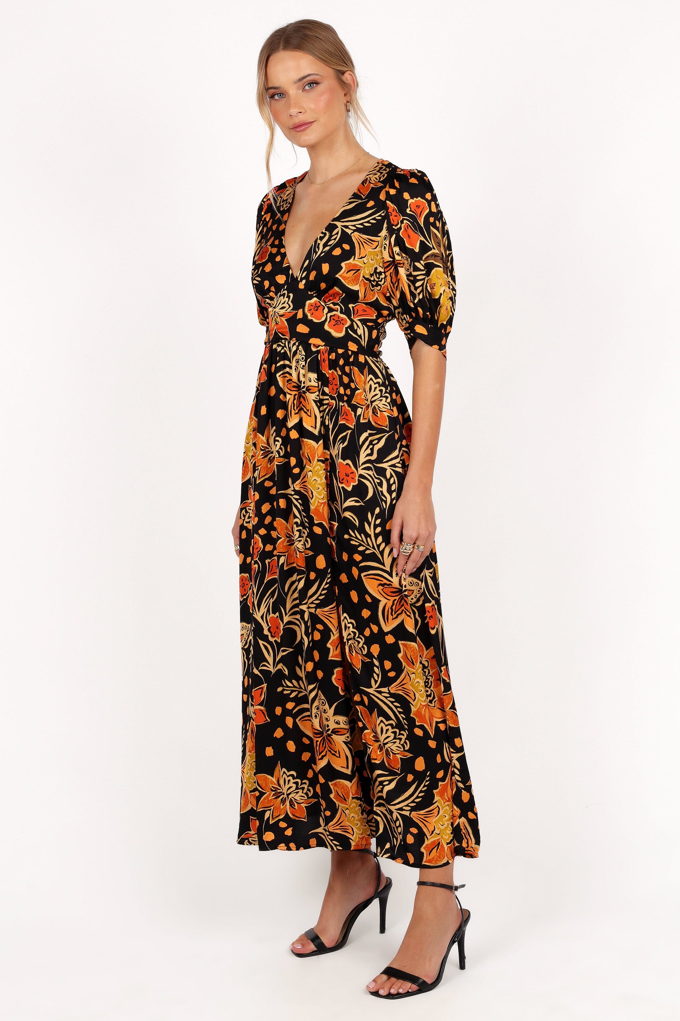 Petal and Pup USA DRESSES Nadalyn Midi Dress - Black/Multi