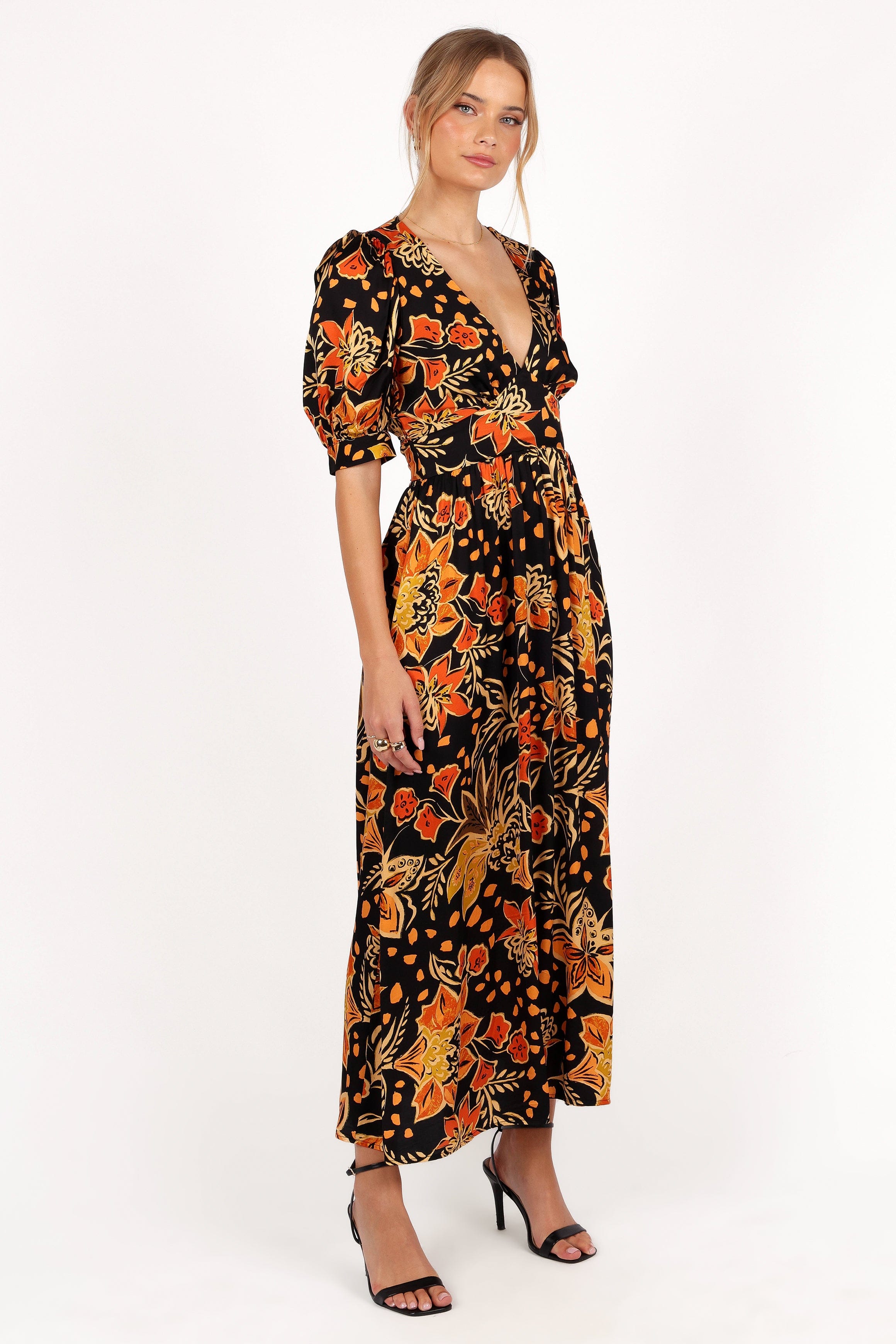 Petal and Pup USA DRESSES Nadalyn Midi Dress - Black/Multi