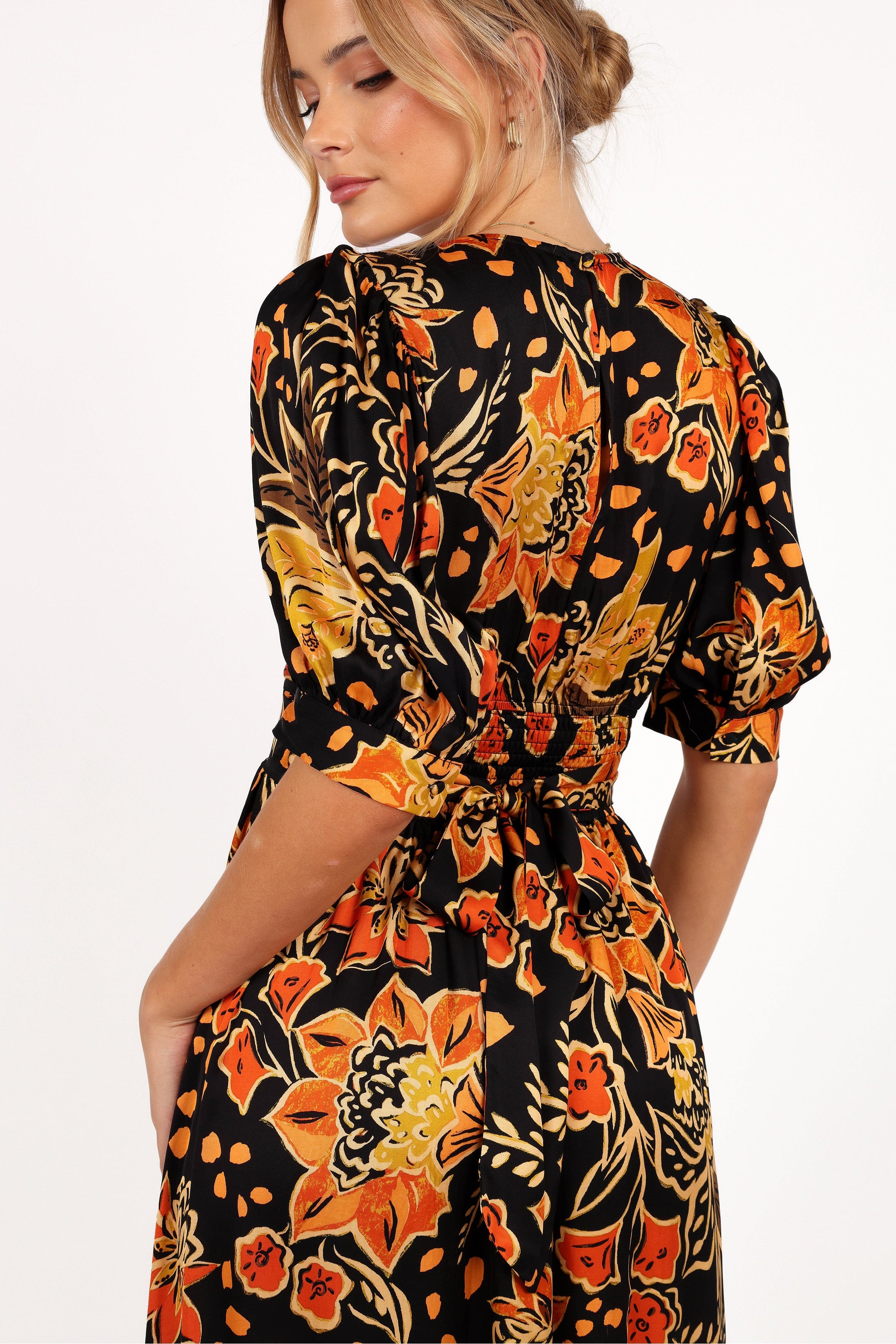 Petal and Pup USA DRESSES Nadalyn Midi Dress - Black/Multi
