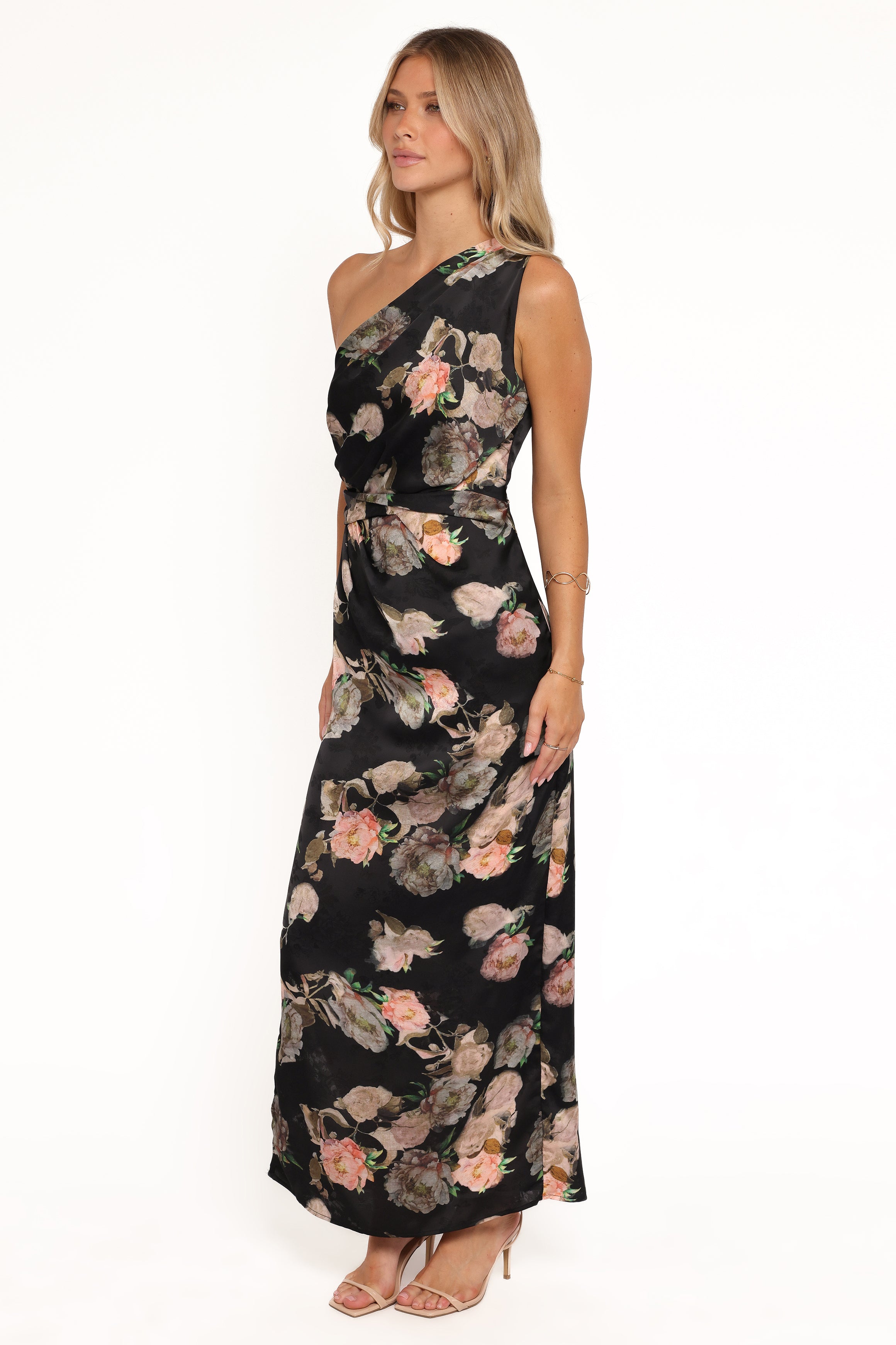 Petal and Pup USA DRESSES Nadia One Shoulder Maxi Dress - Blurred Floral