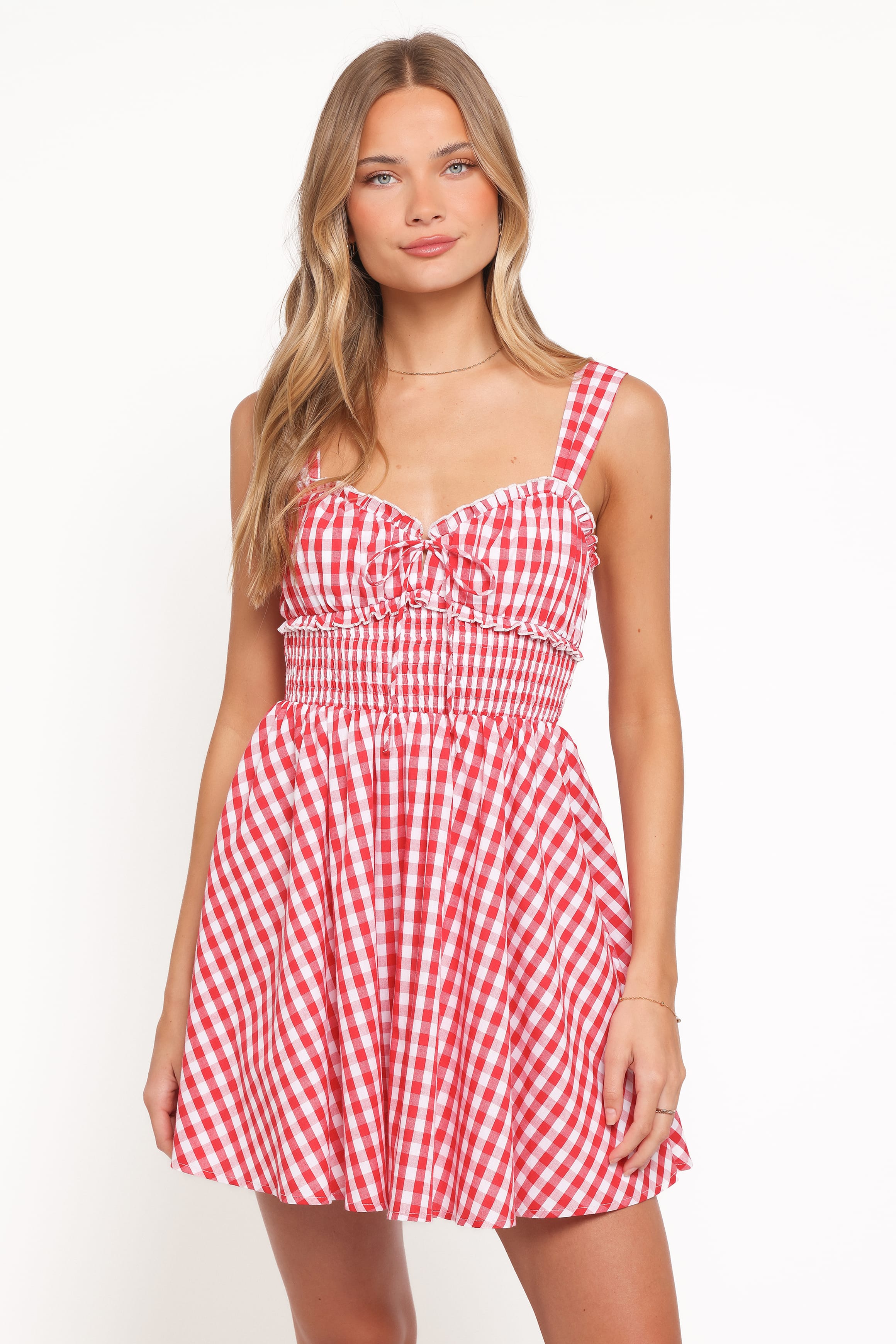 Petal and Pup USA DRESSES Naima Mini Dress - Red Gingham