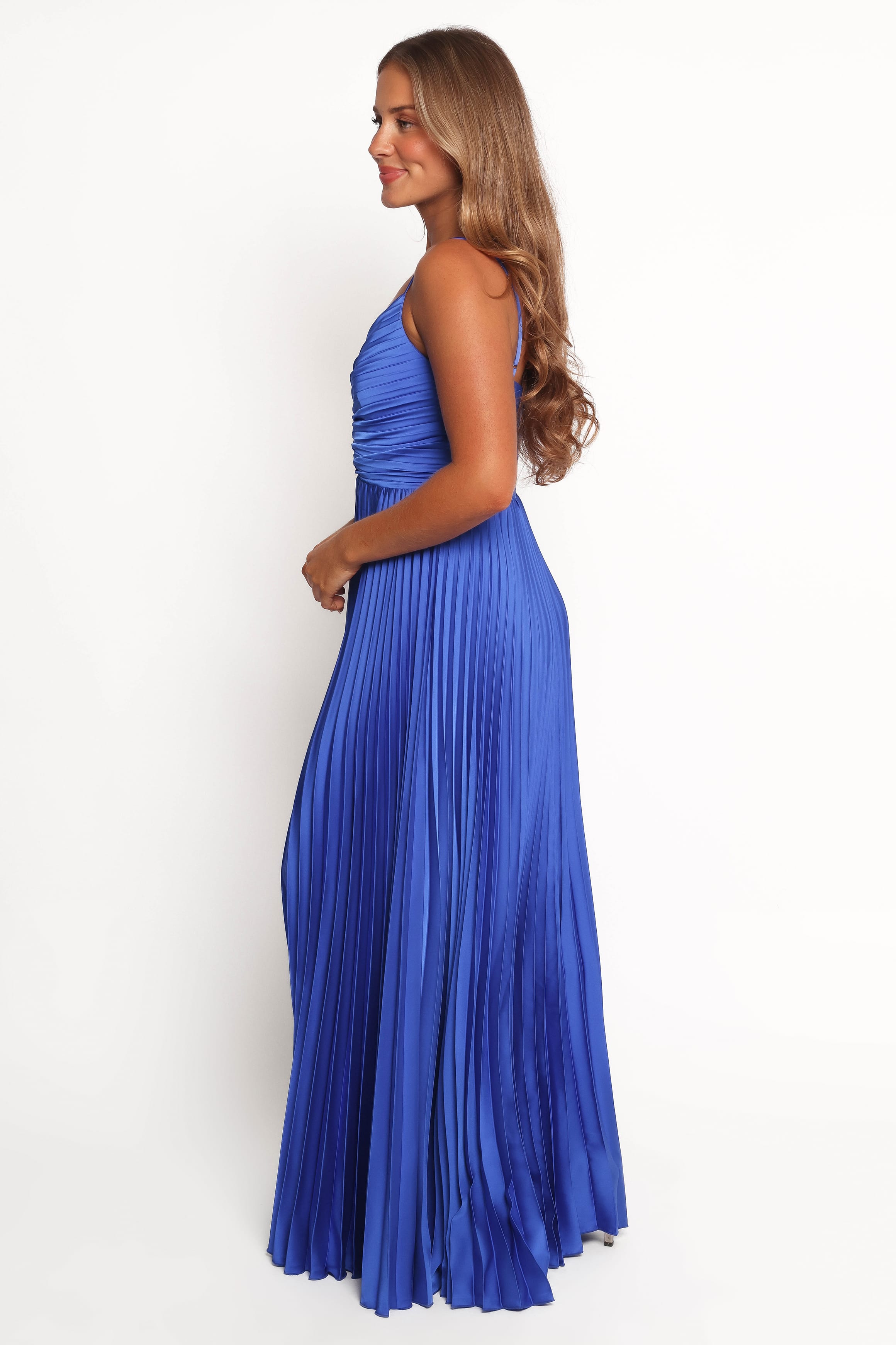 Petal and Pup USA DRESSES Naira Pleated Maxi Dress - Blue