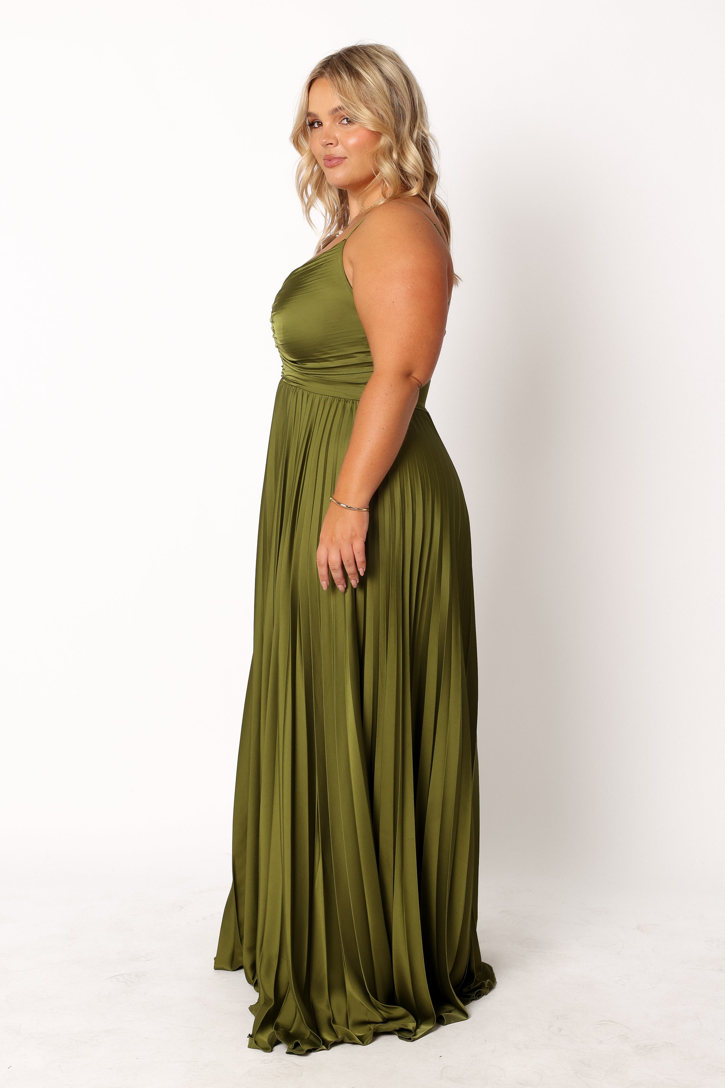 Petal and Pup USA DRESSES Naira Pleated Maxi Dress - Palm Green