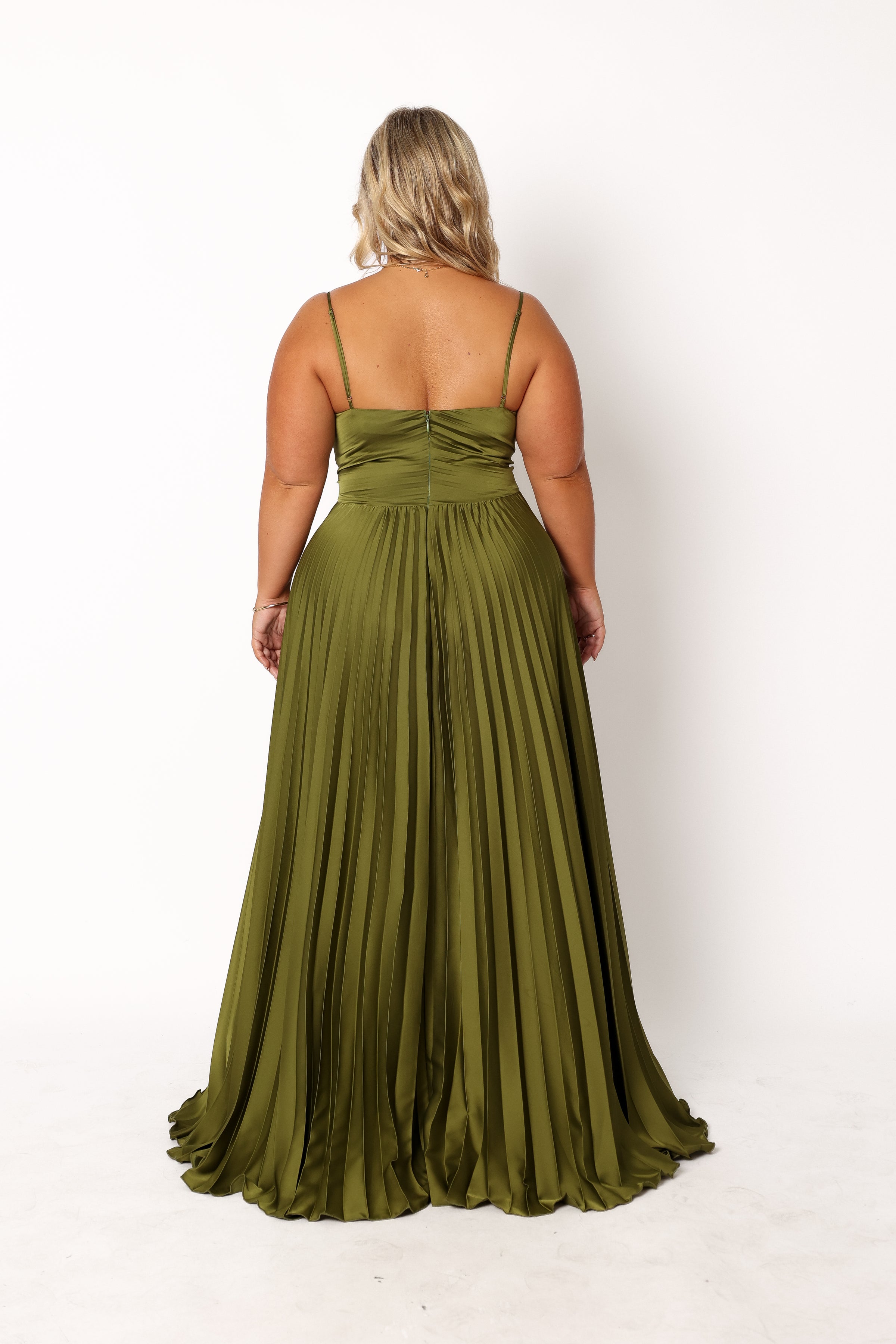 Petal and Pup USA DRESSES Naira Pleated Maxi Dress - Palm Green