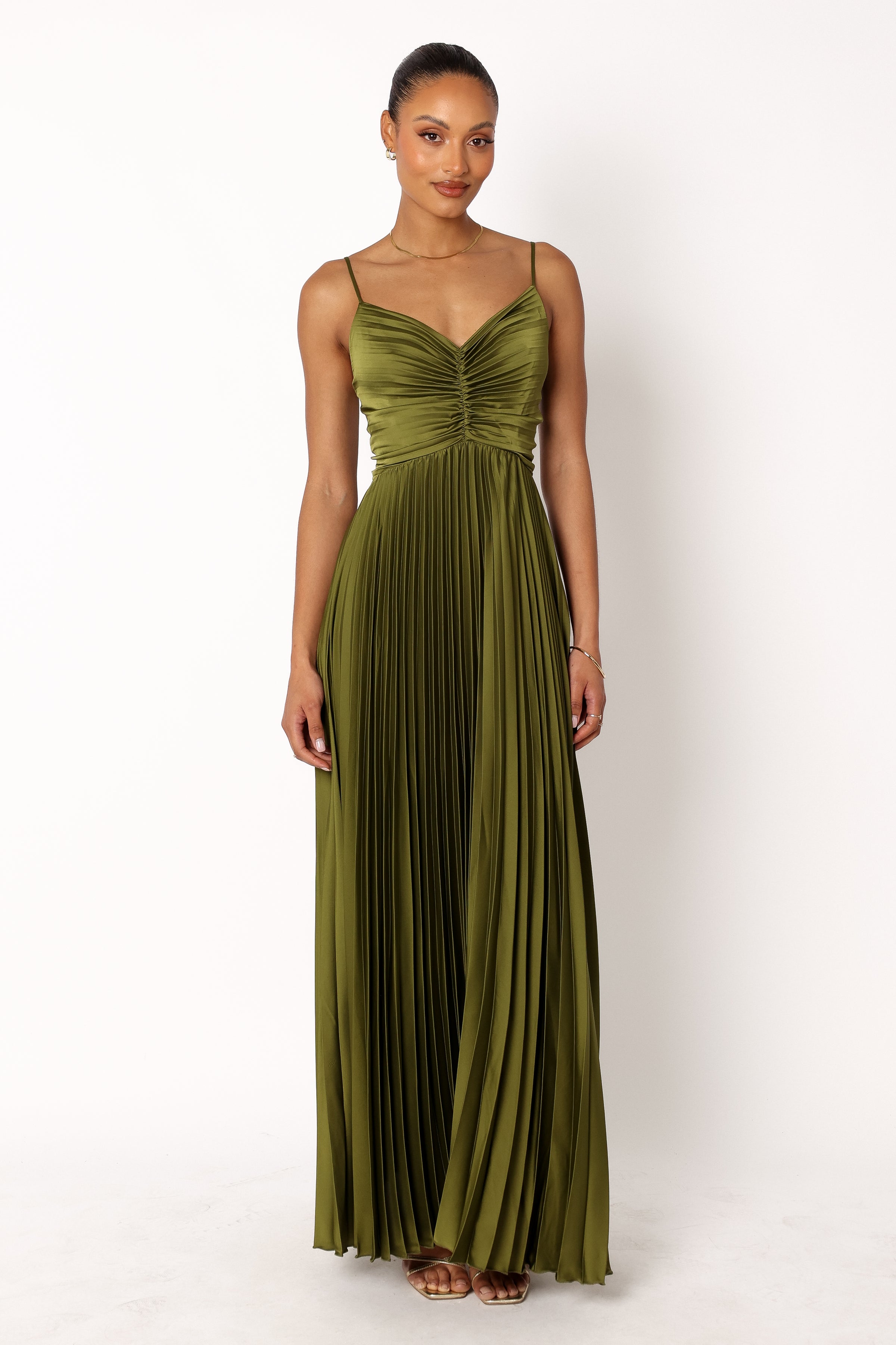 Petal and Pup USA DRESSES Naira Pleated Maxi Dress - Palm Green