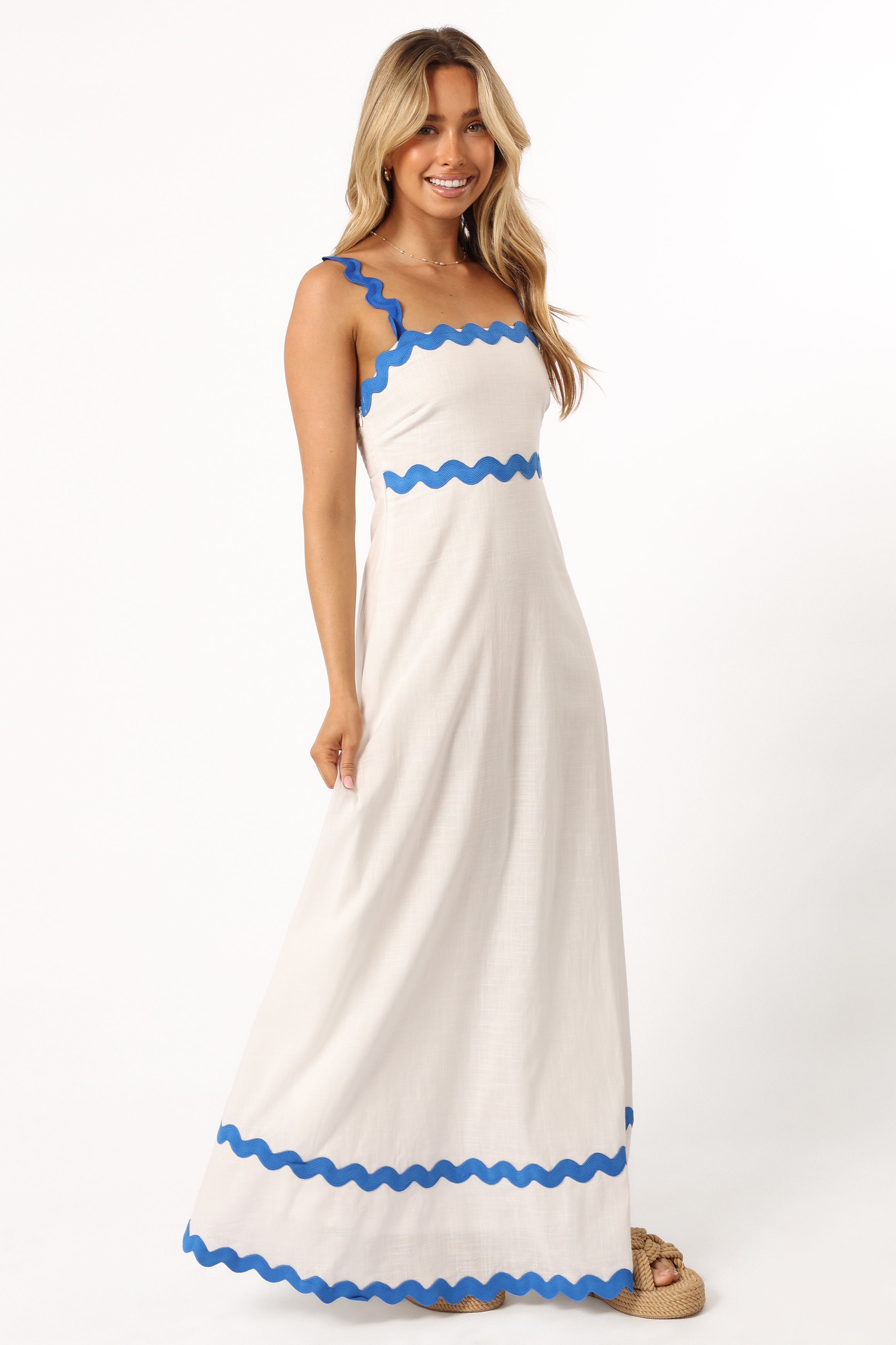 Petal and Pup USA DRESSES Nancy Maxi Dress - Blue/White