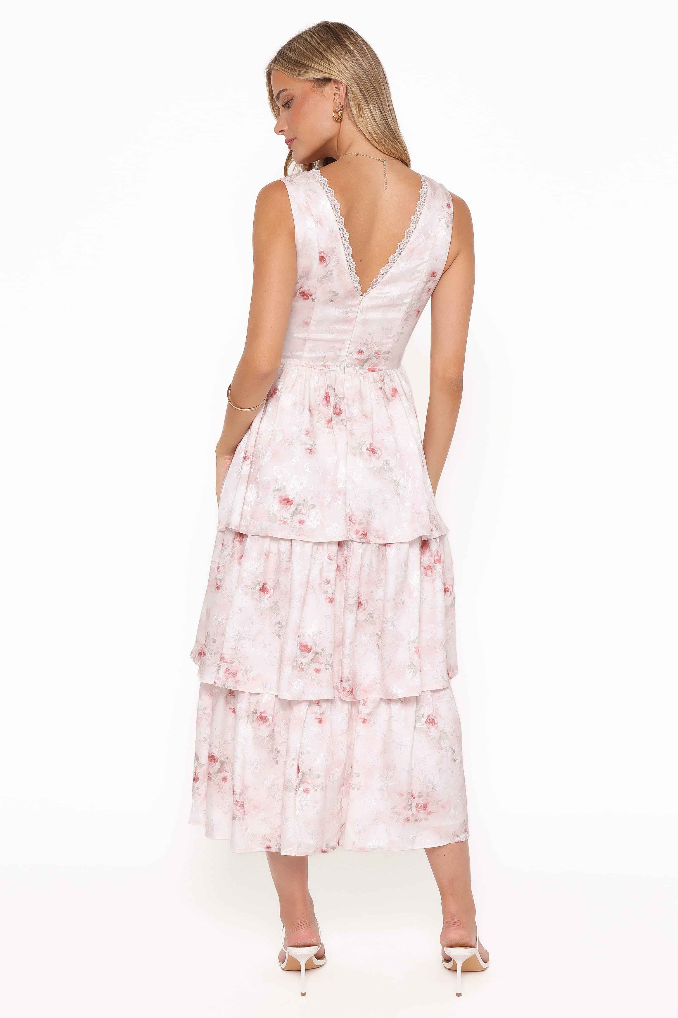 Petal and Pup USA DRESSES Natarsha Maxi Dress - White Pink Floral