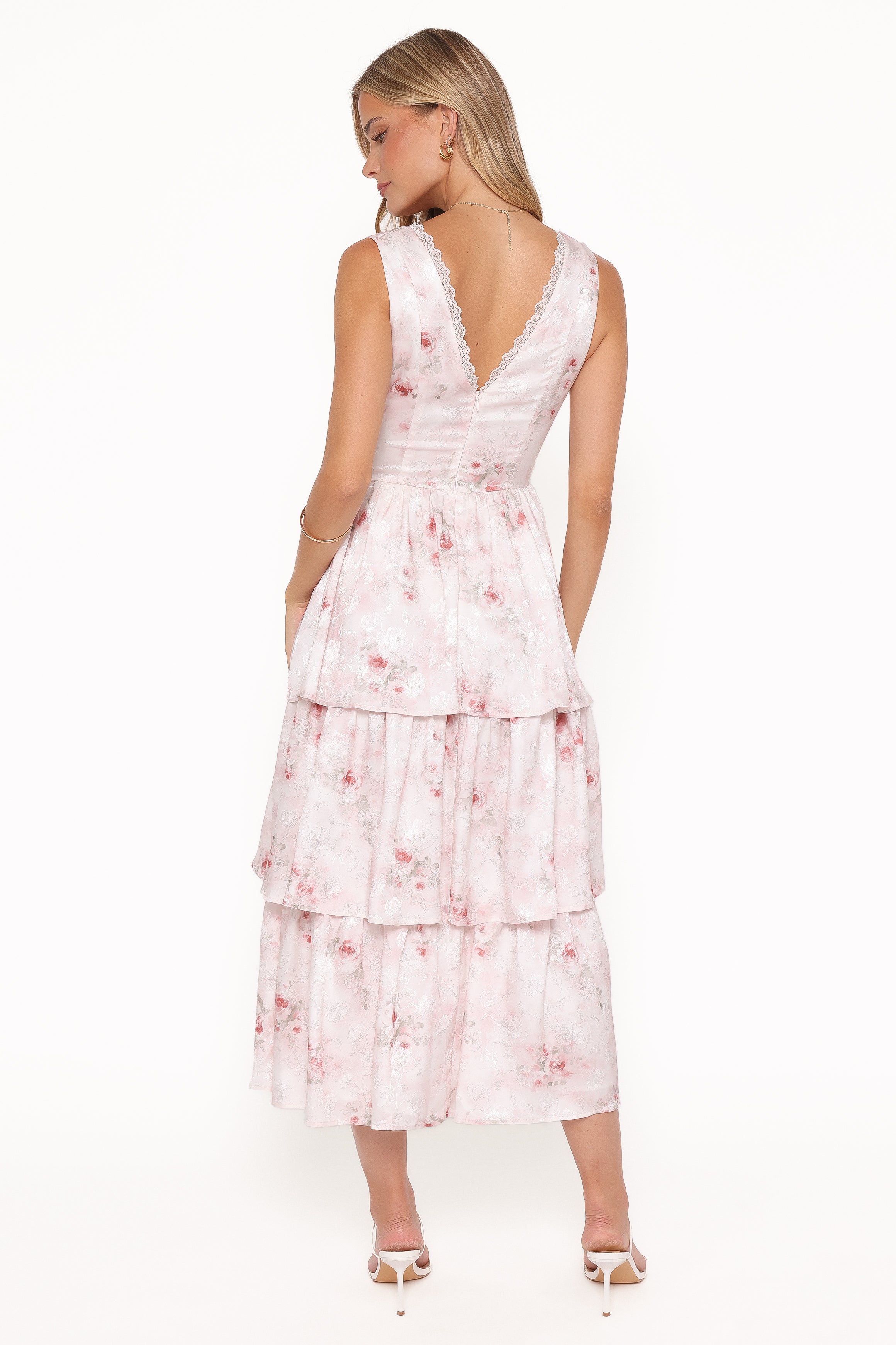 Petal and Pup USA DRESSES Natarsha Maxi Dress - White Pink Floral
