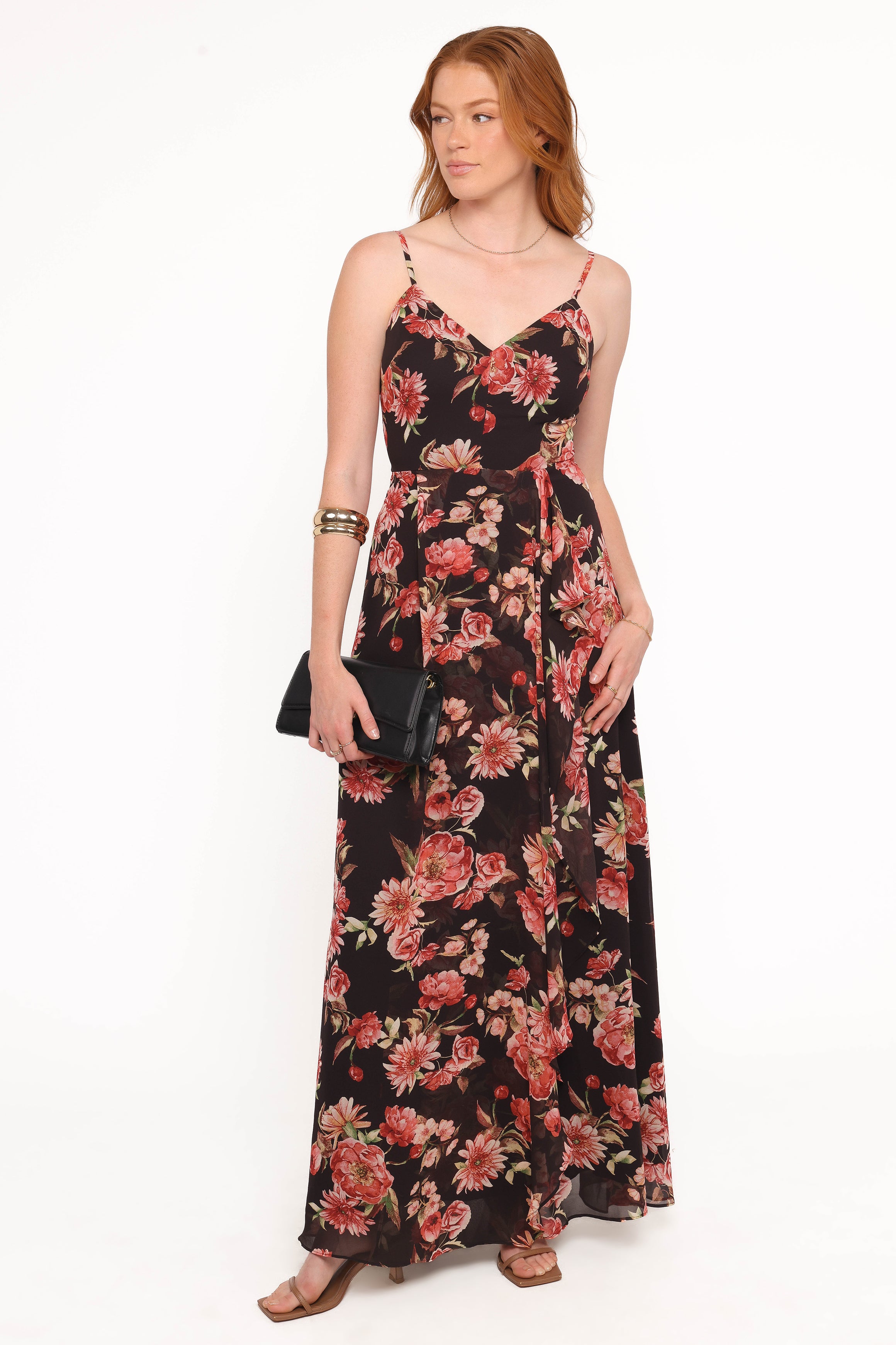 Petal and Pup USA DRESSES Naver Maxi Dress - Black Floral