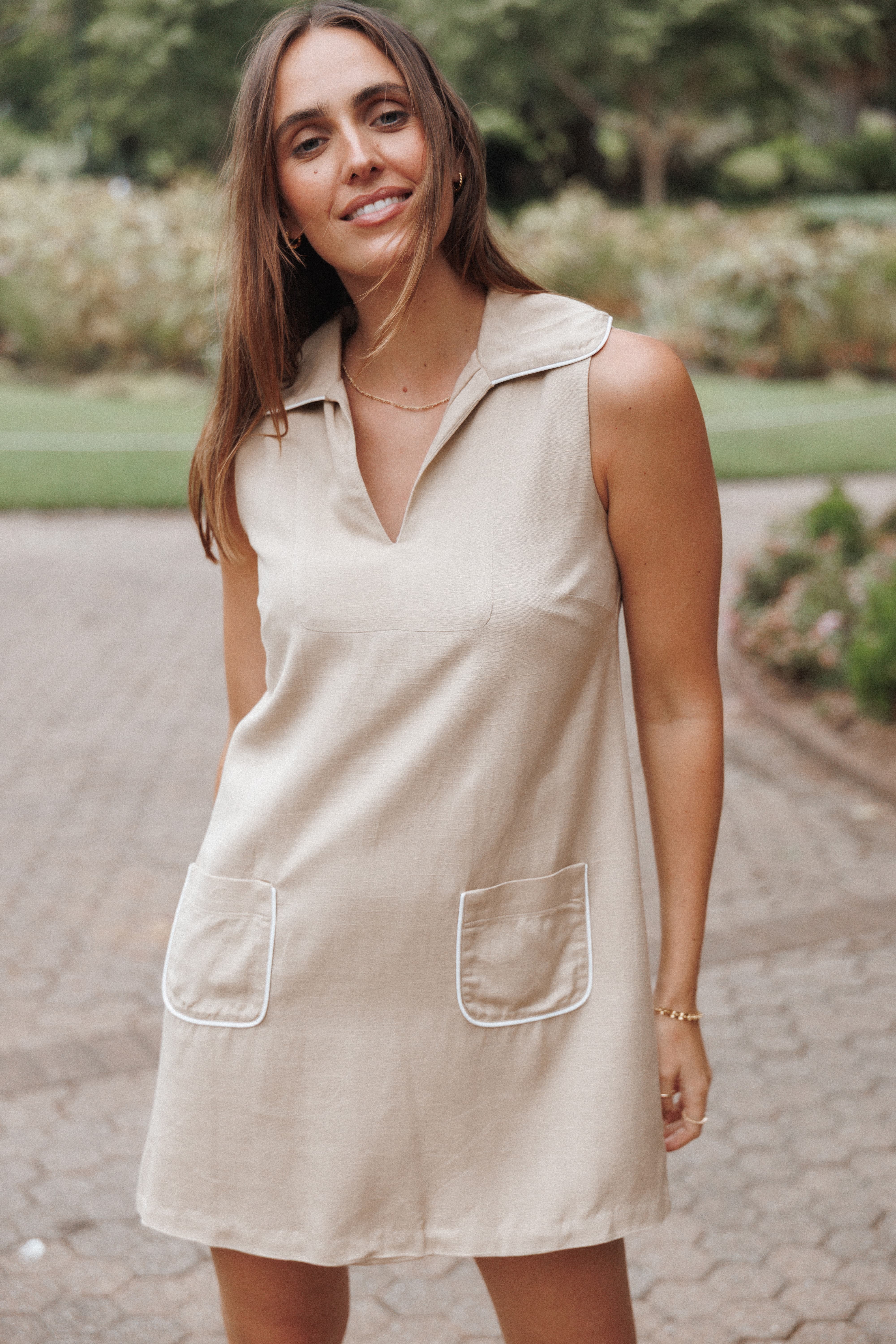 Petal and Pup USA DRESSES Newton Mini Dress - Taupe