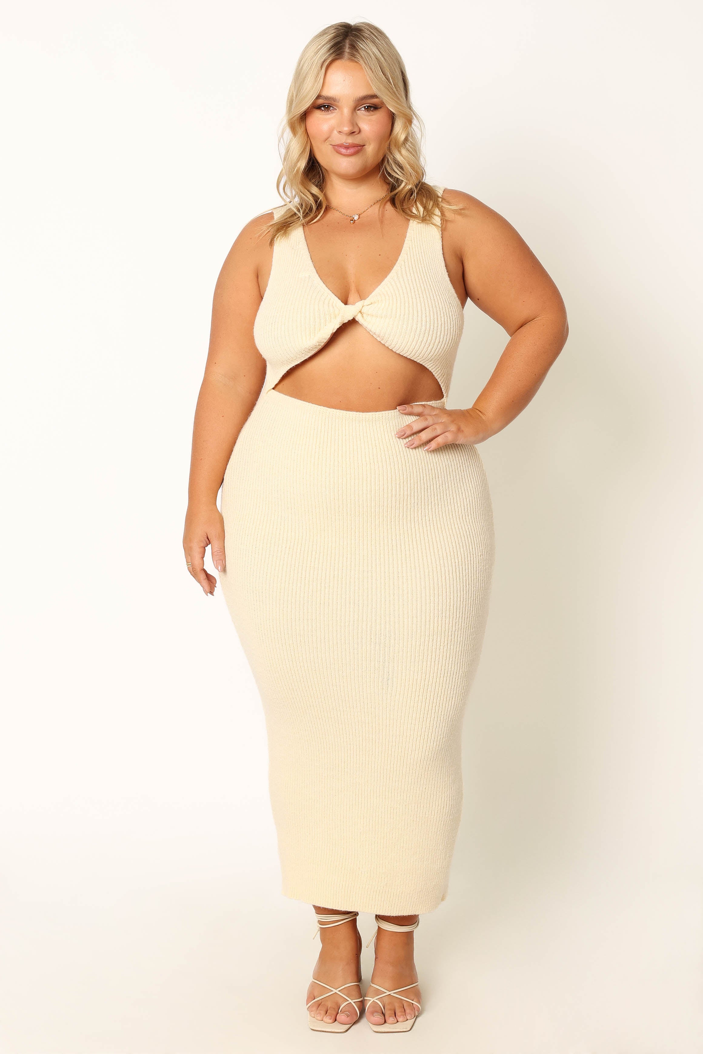 Petal and Pup USA DRESSES Nita Midi Dress - Beige